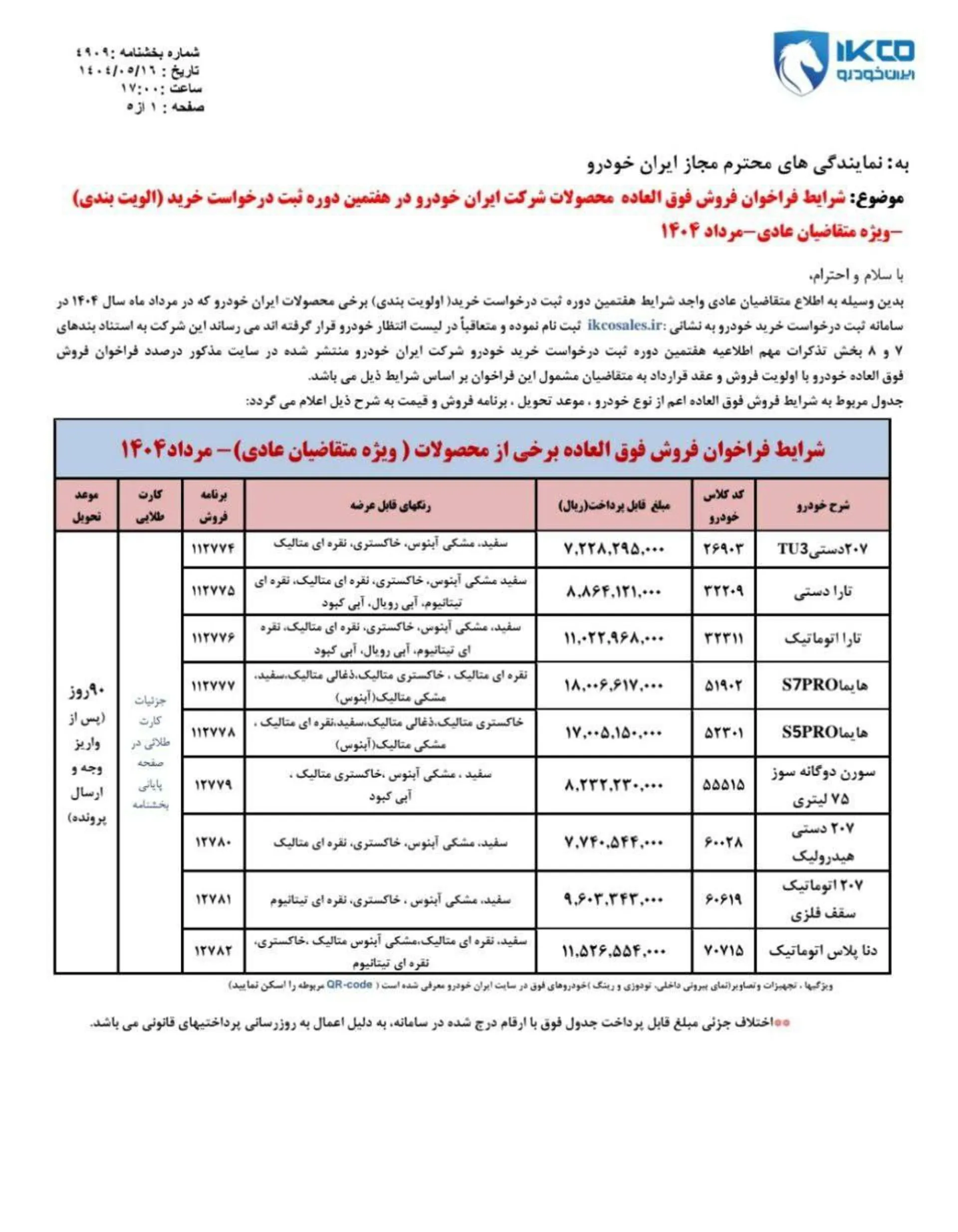 شرایط فروشمرحله هفتم عادی ایران خودرو - مرداد 1404 -2