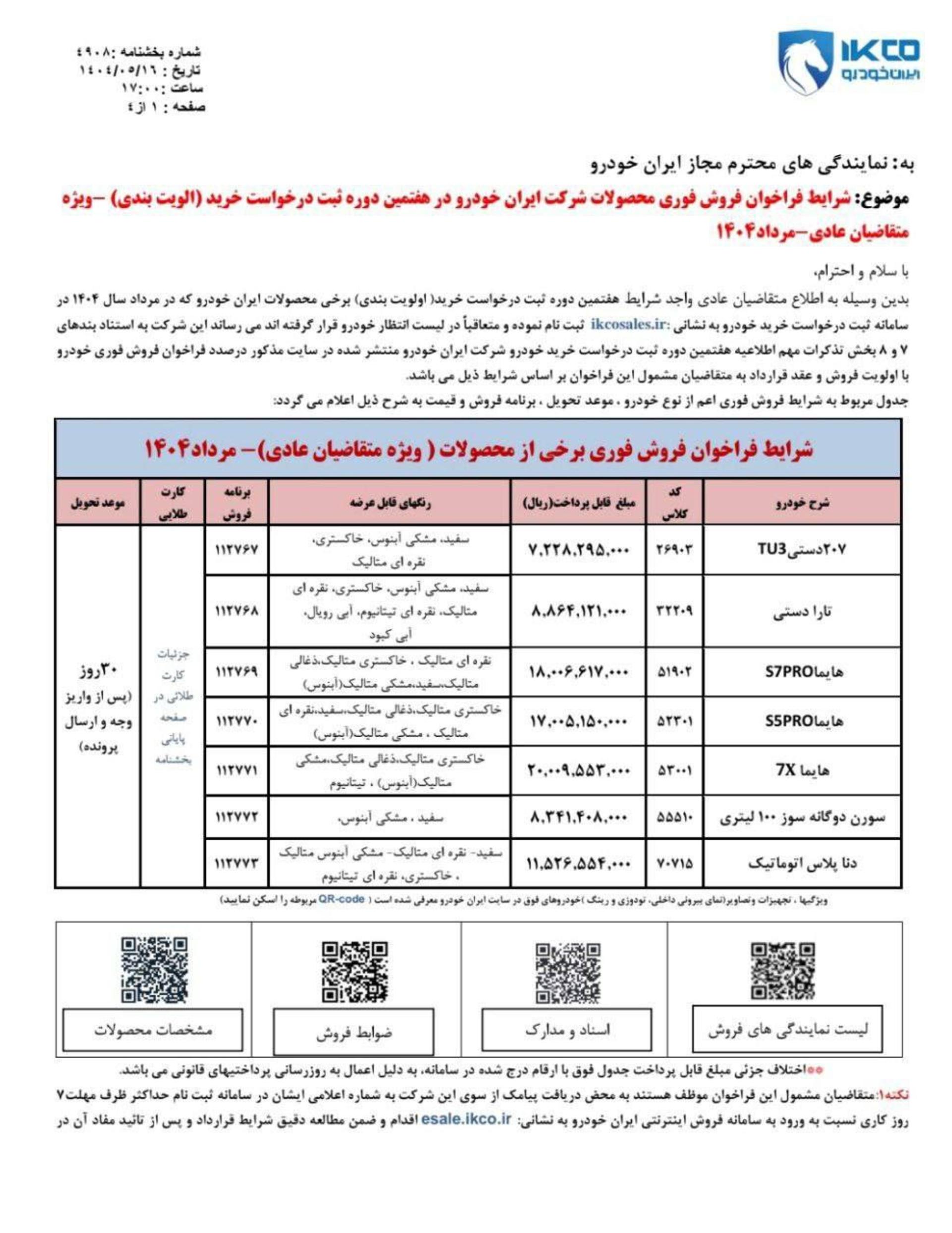 شرایط فروشمرحله هفتم عادی ایران خودرو - مرداد 1404 -3