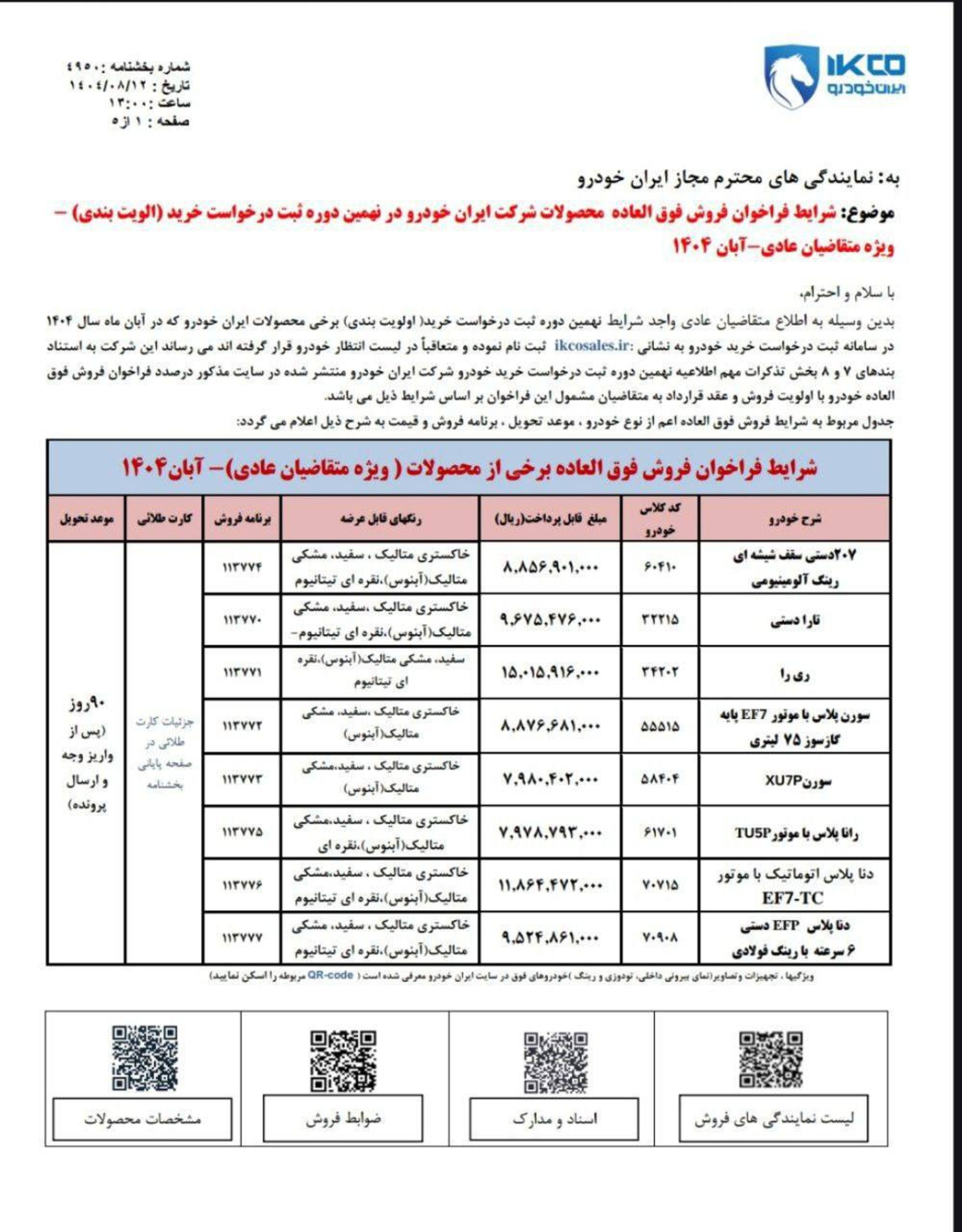 فرخوان مرحله نهم ایران خودرو - آبان 1404 - 1