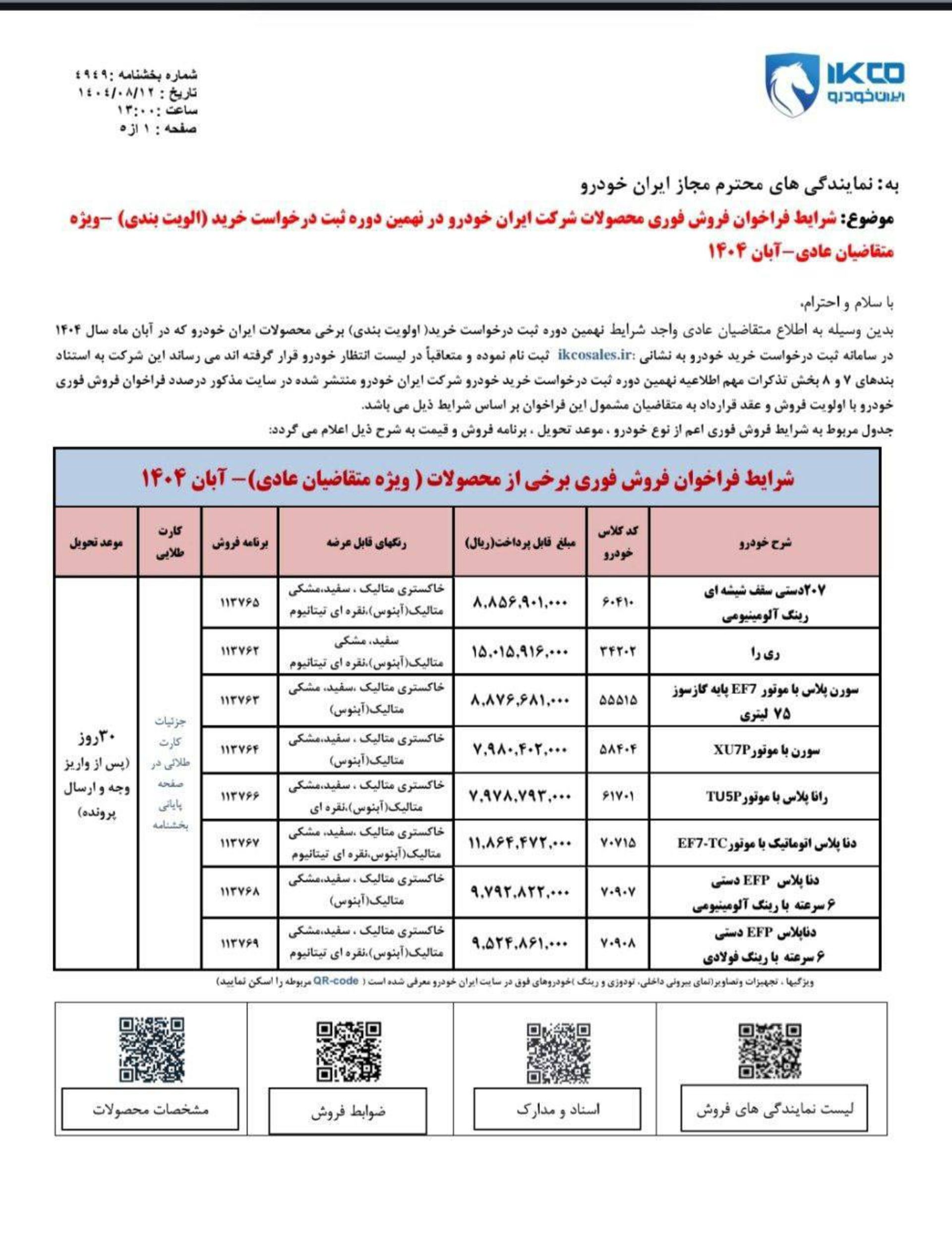 فرخوان مرحله نهم ایران خودرو - آبان 1404 - 3