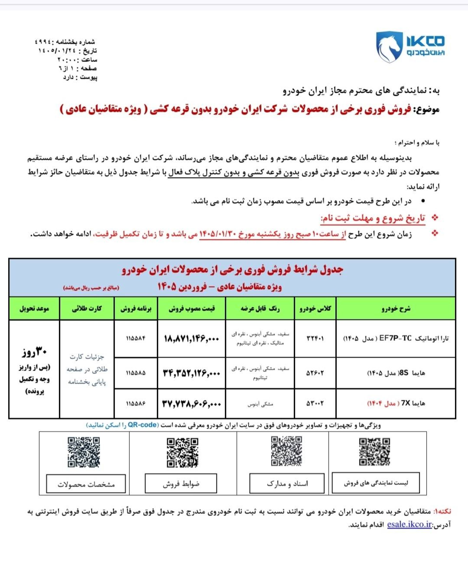 شرایط فروش تارا توربوشارژ، هایما 8 اس و 7 ایکس - فروردین 1405
