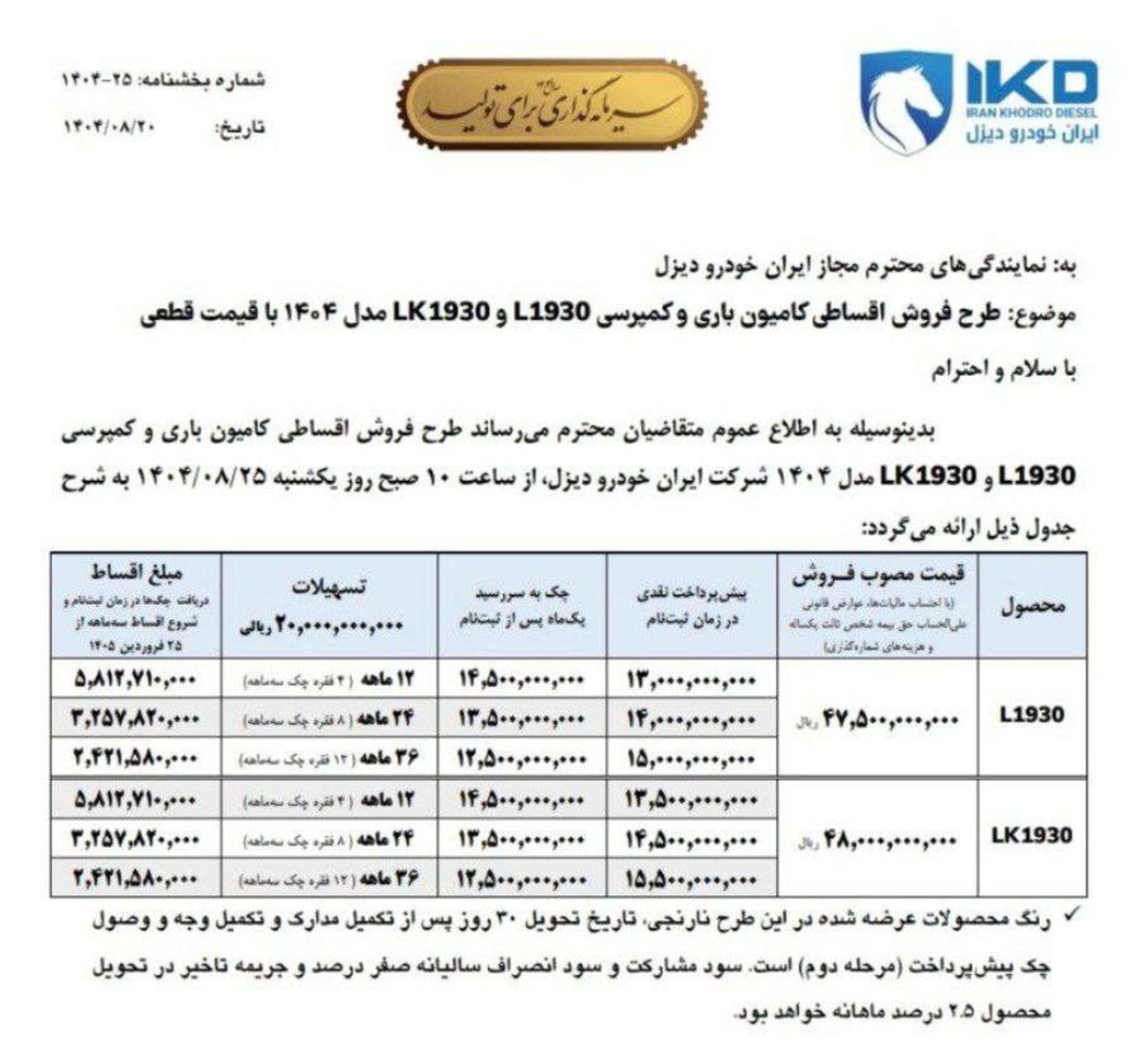 شرایط فروش واگن هود ایران خودرو دیزل آبان 1404 - 1232