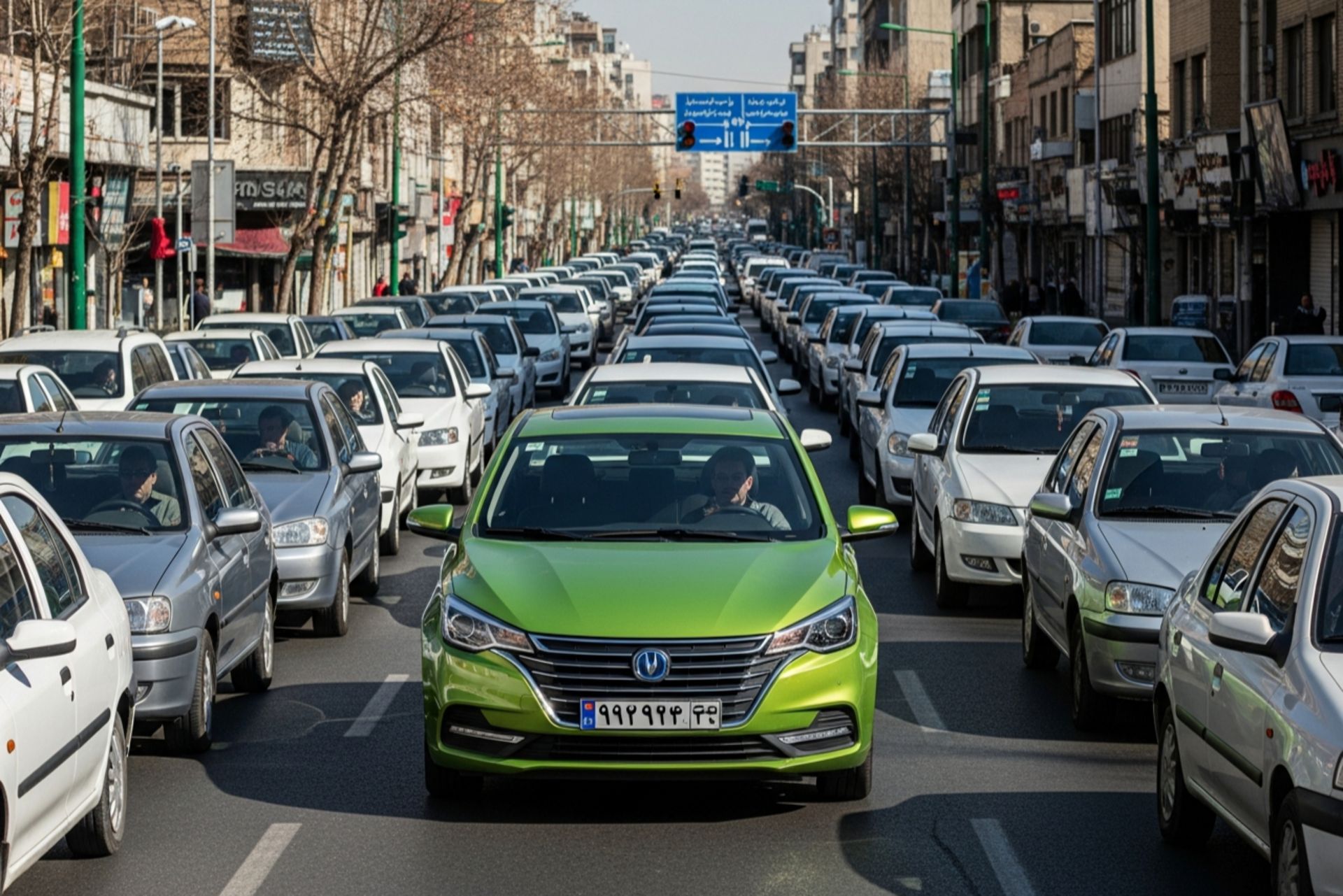 خودروی هیبریدی مدرن ایران‌خودرو در خیابان شهری