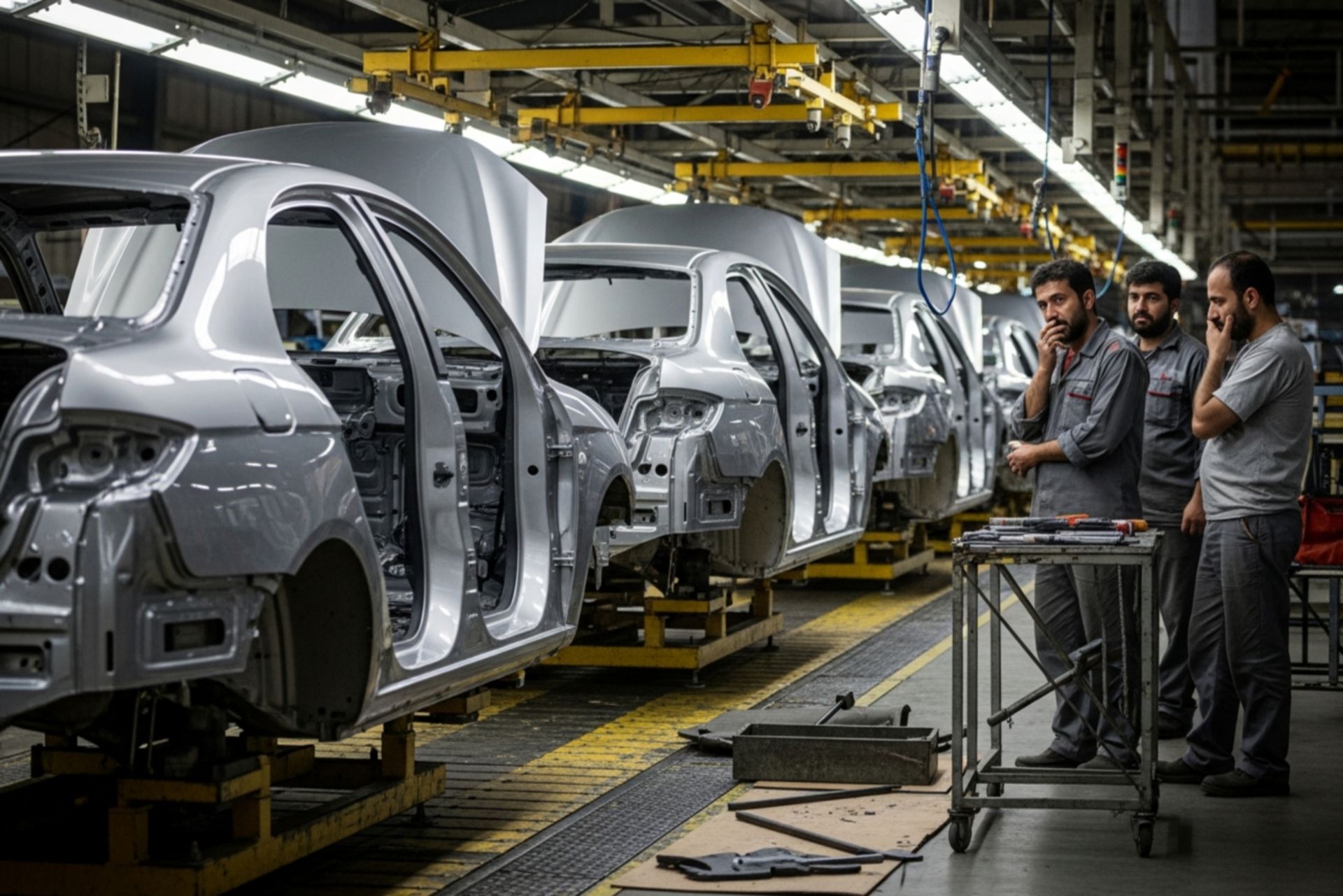خط تولید متوقف شده خودرو در کارخانه ایرانی