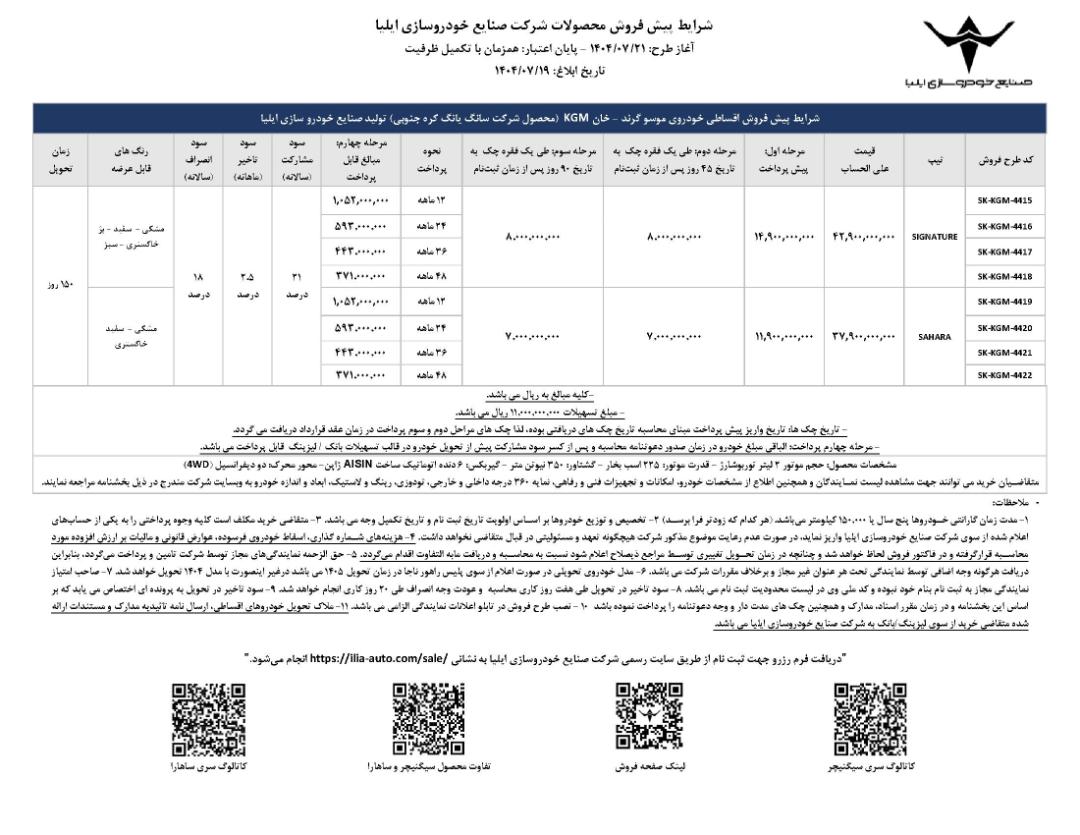 پیش فروش اقساطی علی الحساب پیکاپ کی جی ام موسو گرندخان - بهمن و مهر 1404