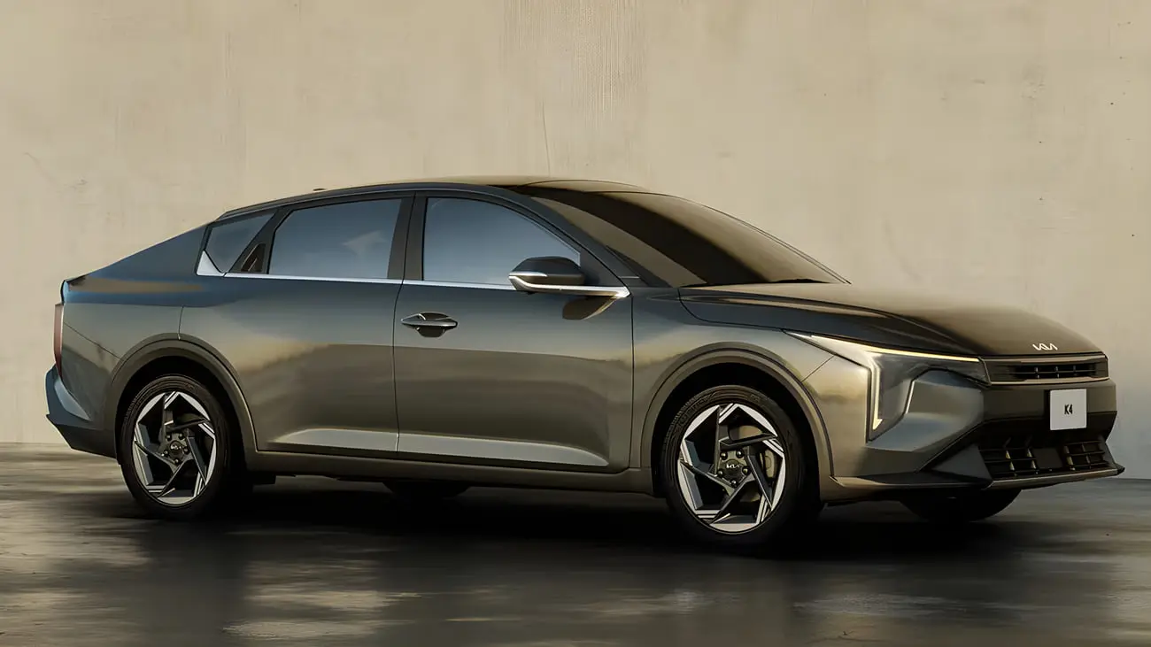 خودرو کیا K4 (Kia K4) سدان با طراحی مدرن و بدنه خاکستری