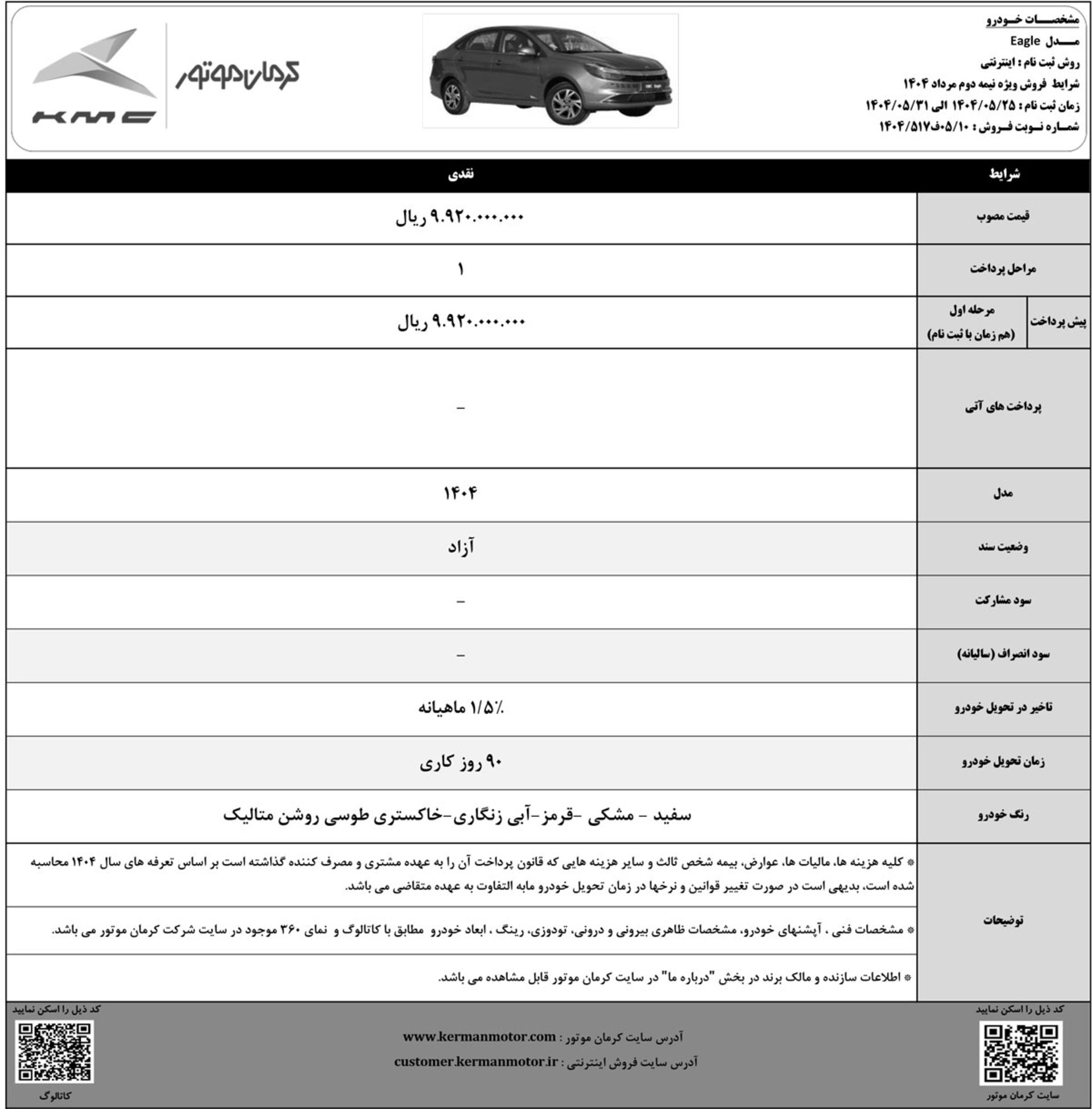 طرح فروش کی ام سی ایگل