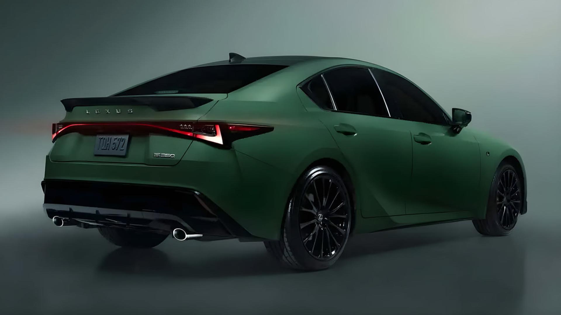 لکسوس IS (Lexus IS) مدل ۲۰۲۷ با رنگ سبز مات و طراحی بدنه جدید
