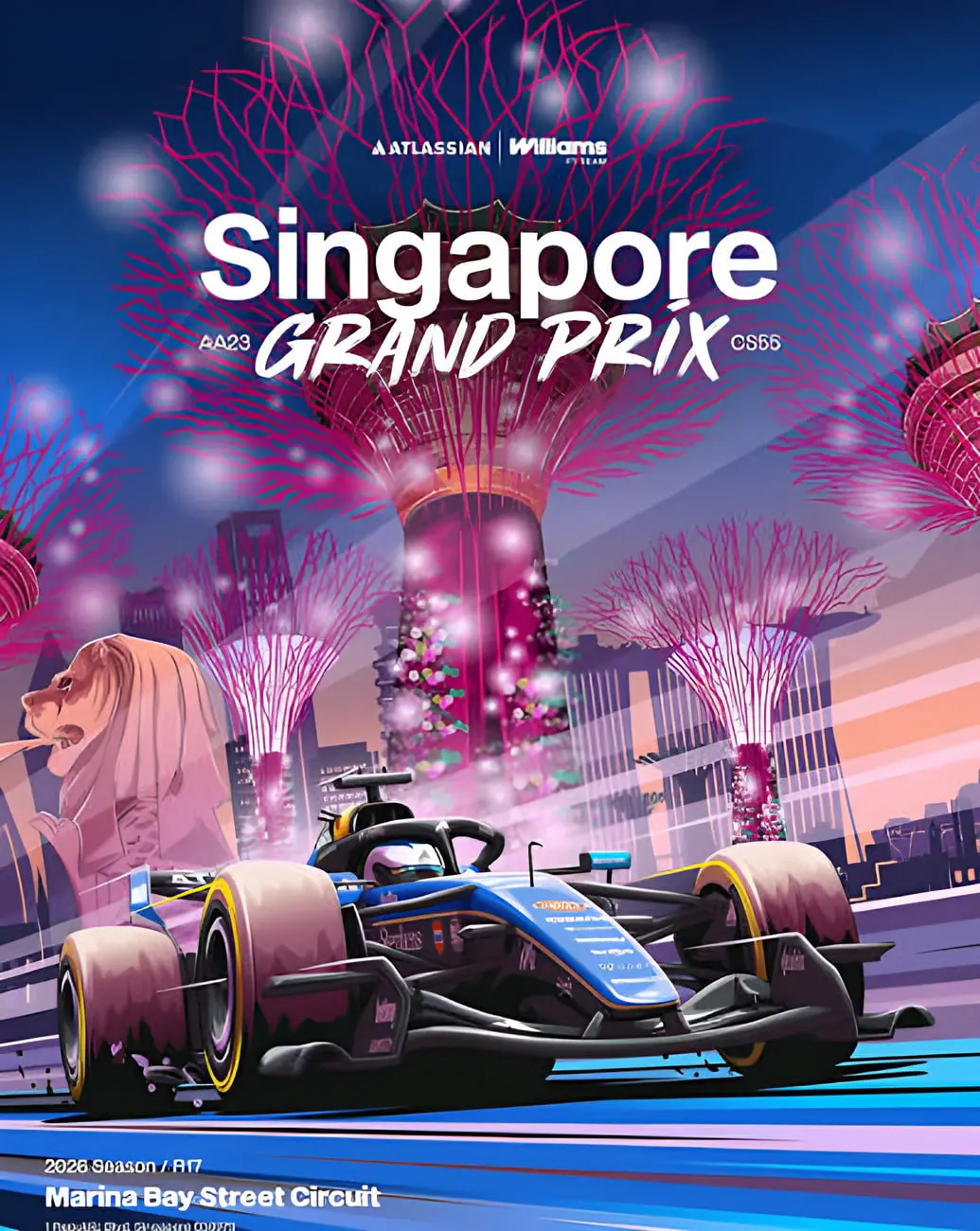 ماشین فرمول یک مکس ورستپن (Max Verstappen) در پیست خیابانی مارینا بی