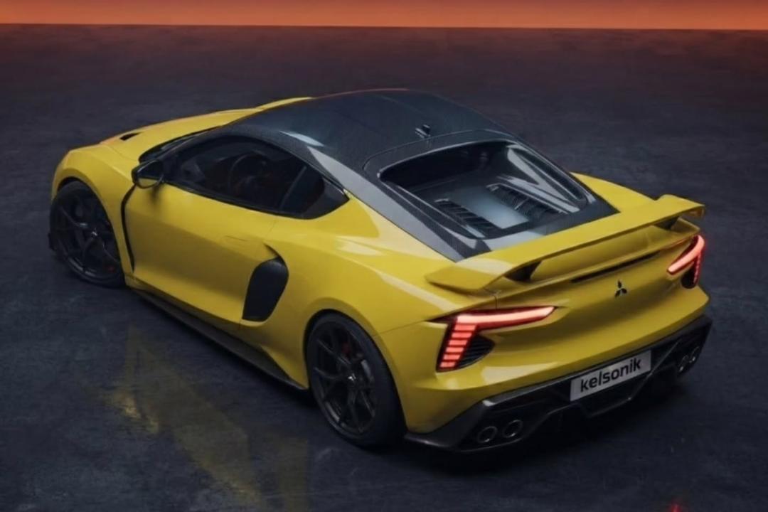 خودروی زرد رنگ میتسوبیشی اکلیپس (Mitsubishi Eclipse) با طراحی مدرن و بدنه اسپرت