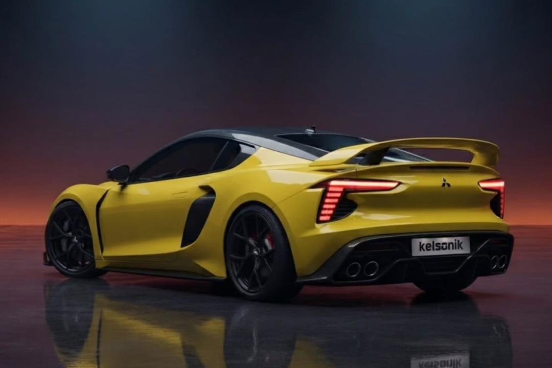 خودروی میتسوبیشی اکلیپس (Mitsubishi Eclipse) زرد رنگ با طراحی اسپرت در استودیو