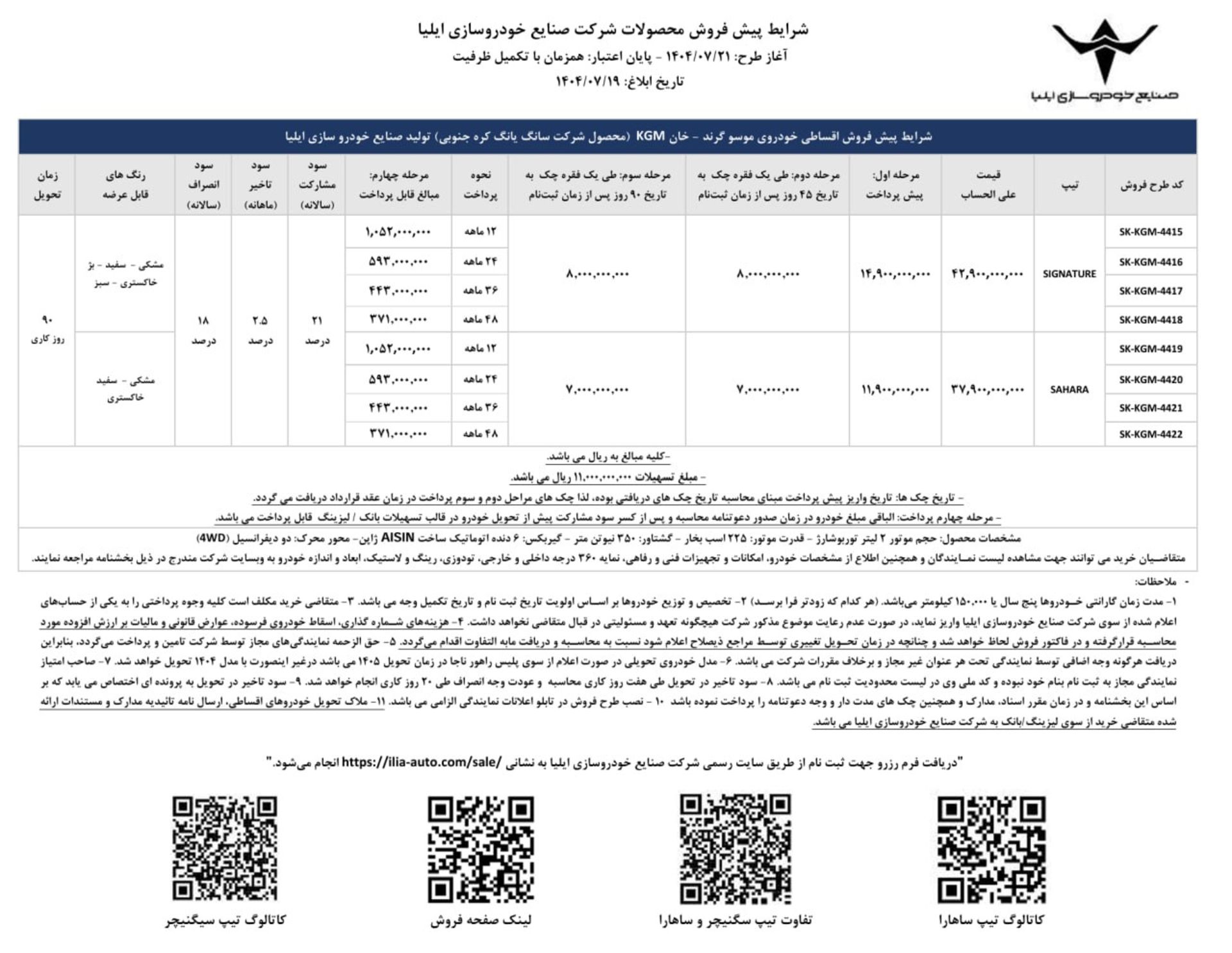 شرایط فروش نقدی و اعتباری موسو گرند خان خودروسازی ایلیا ویژه مهر 1404 - 2
