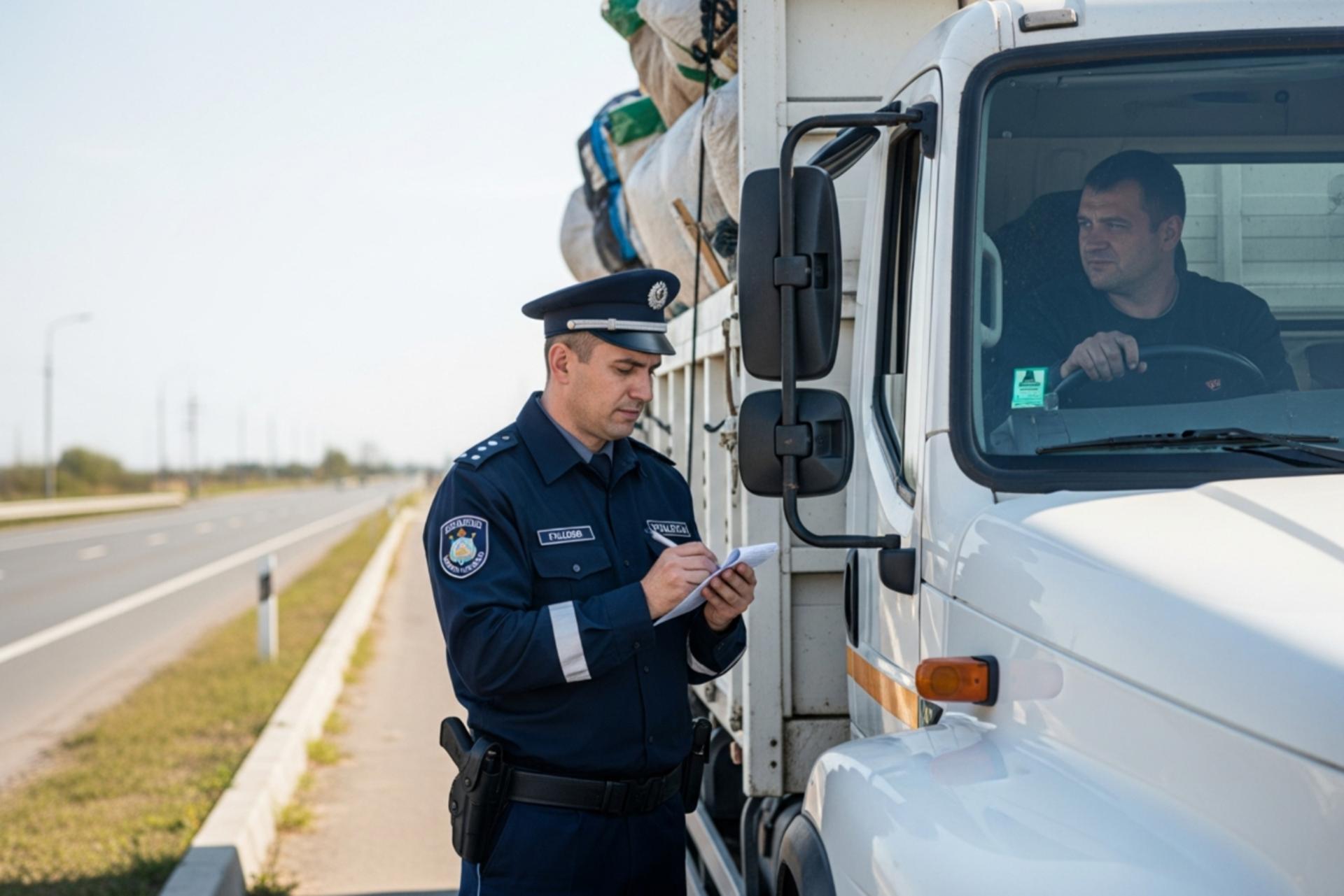 جریمه شدن کامیون به دلیل اضافه بار توسط پلیس