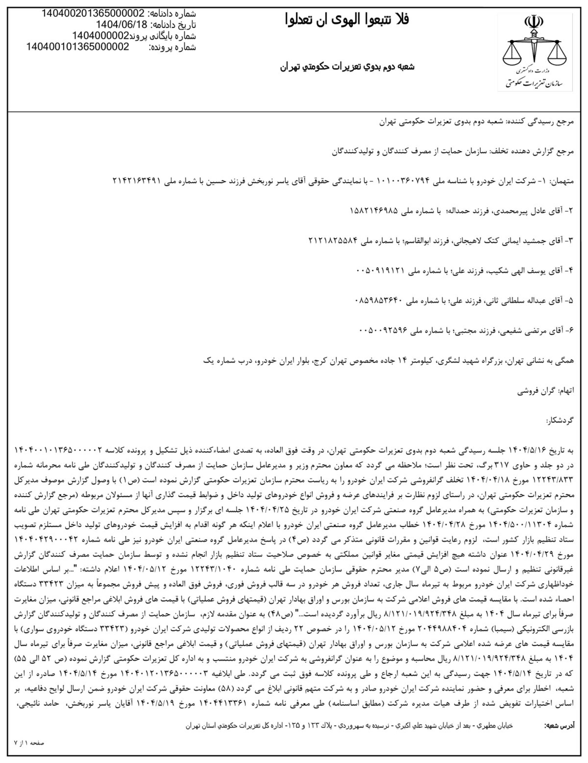 حکم تعزیرات به مجکومیت ایران خودرو