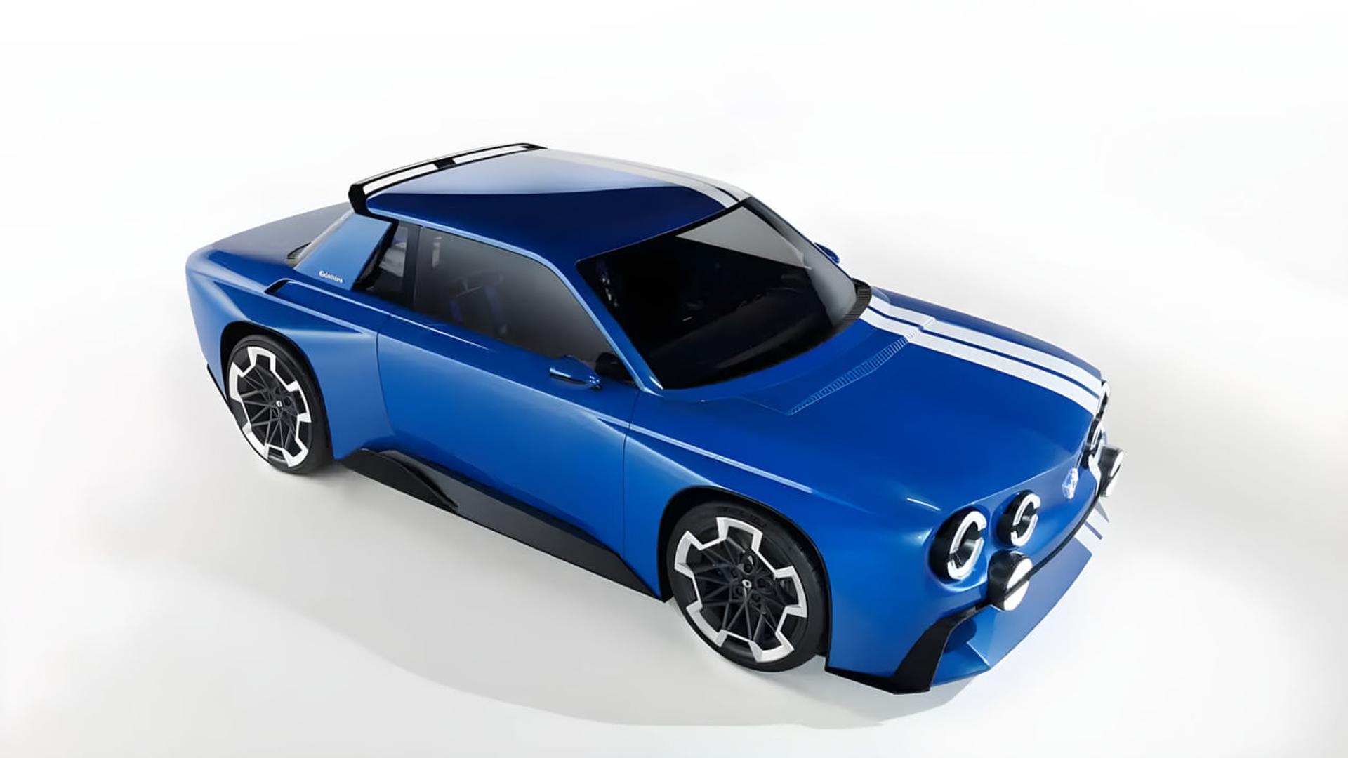 خودروی کلاسیک رنو ۸ گوردینی (Renault 8 Gordini) با رنگ آبی و خطوط سفید