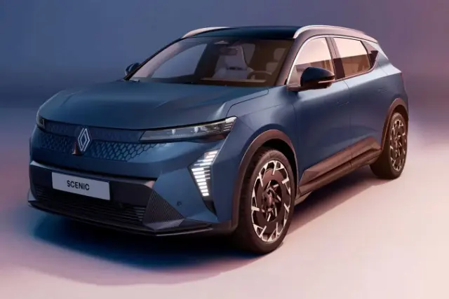 خودرو برقی رنو سنیک (Renault Scenic) مدل ۲۰۲۷ با رنگ آبی متالیک