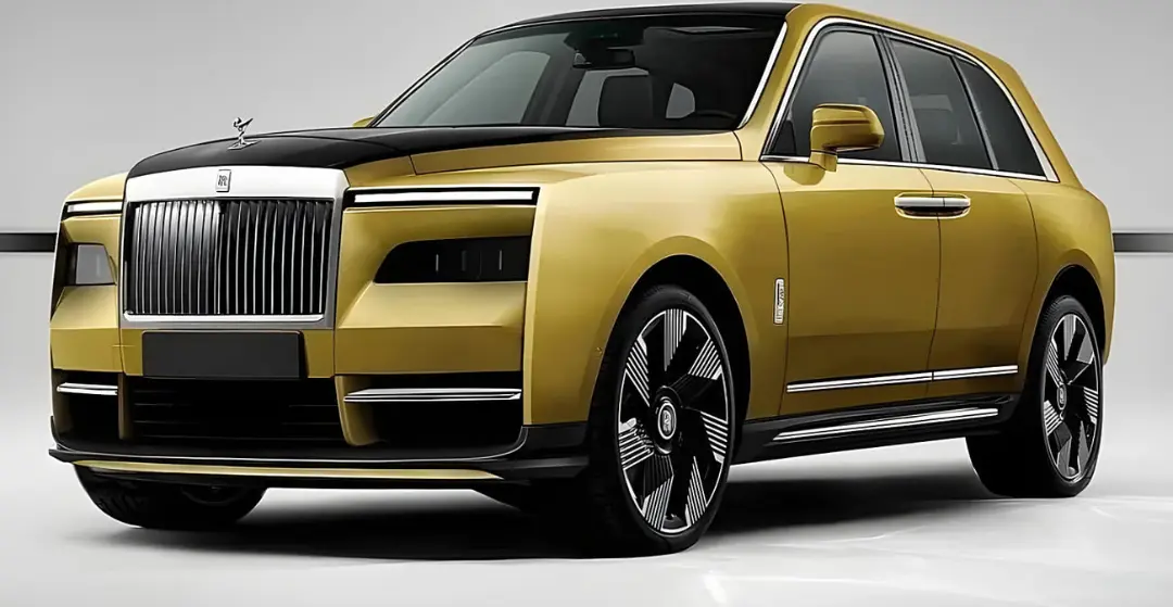 خودروی لوکس رولزرویس (Rolls-Royce) با رنگ طلایی و بدنه بزرگ