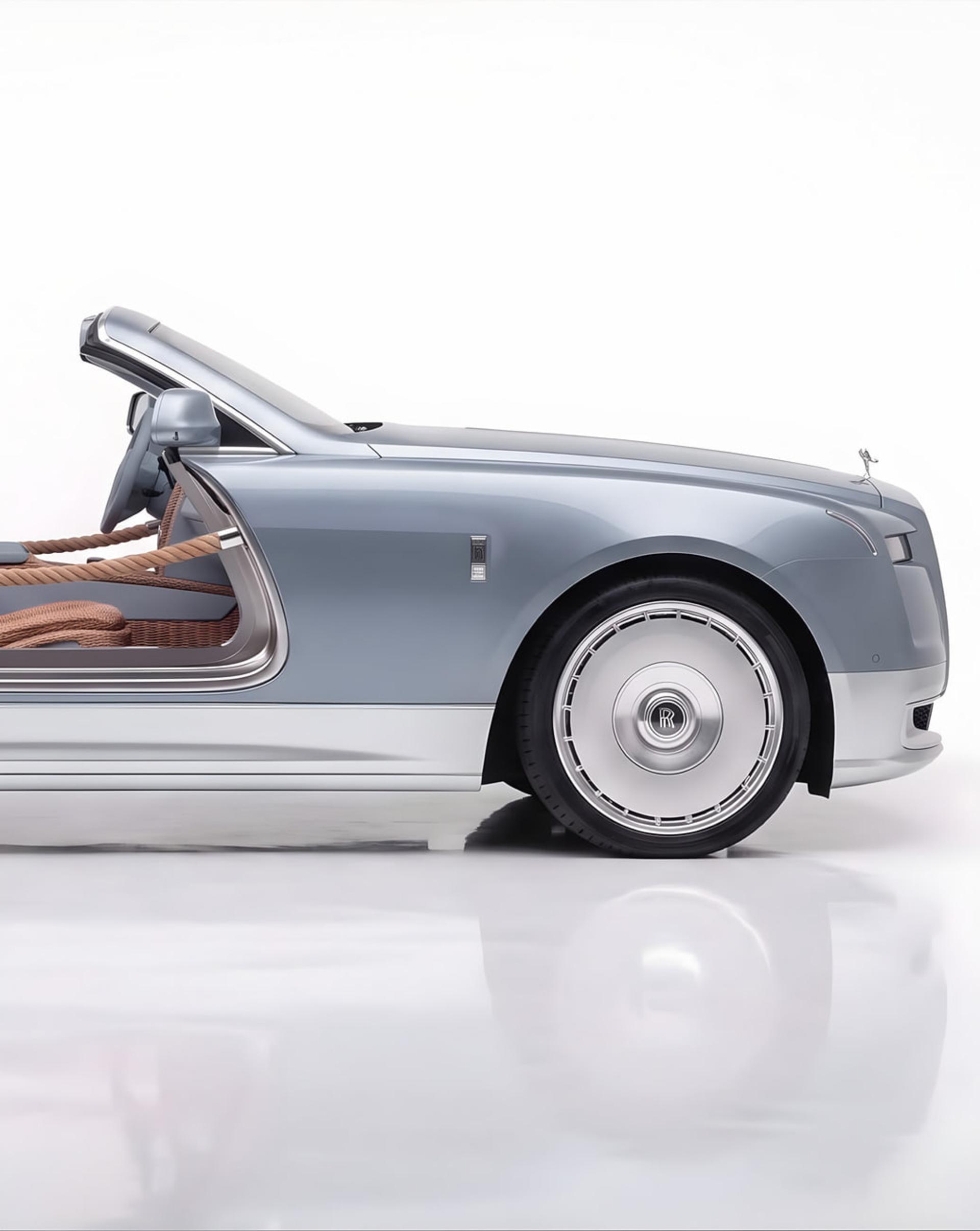 خودروی رولزرویس وسپایر سولِی (Rolls-Royce Wraith Sule) با بدنه آبی و سفید