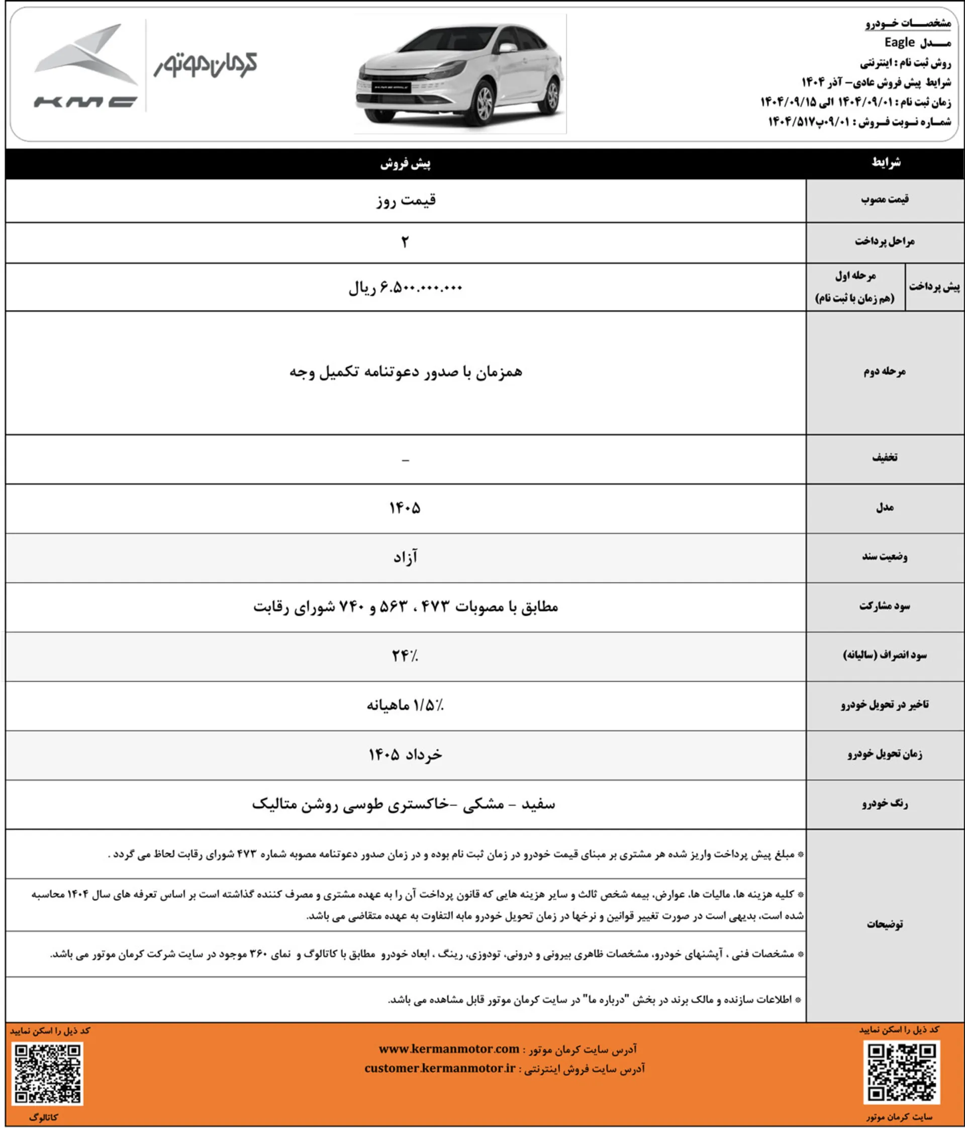 پیش فروش کی ام سی ایگل