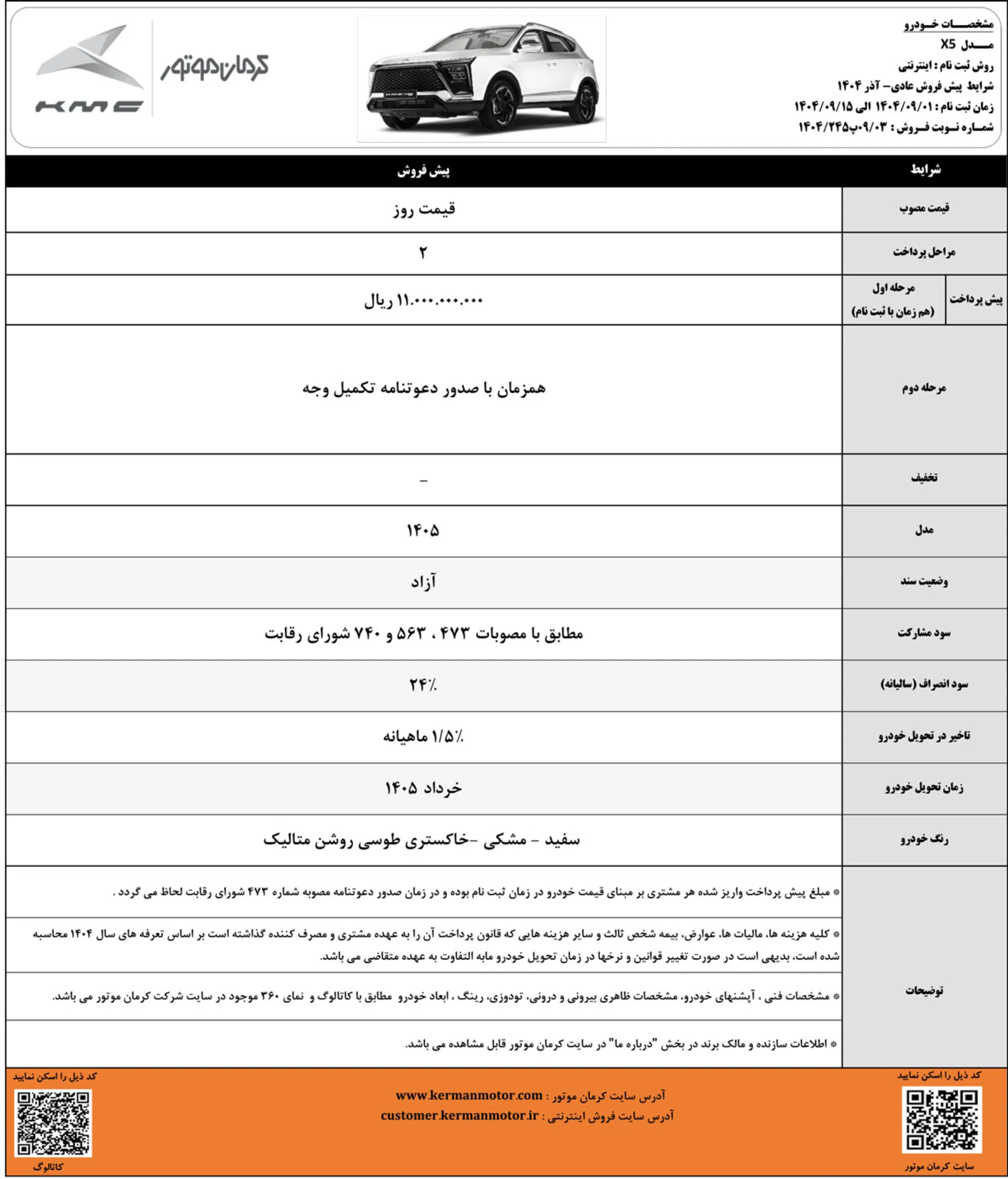 پیش فروش کی ام سی X5