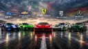 خودروهای فورد GT، کوروت Z06، فراری F8 Tributo، پورشه 911 GT3 RS و مرسدس AMG GT R Pro در پیست مسابقه