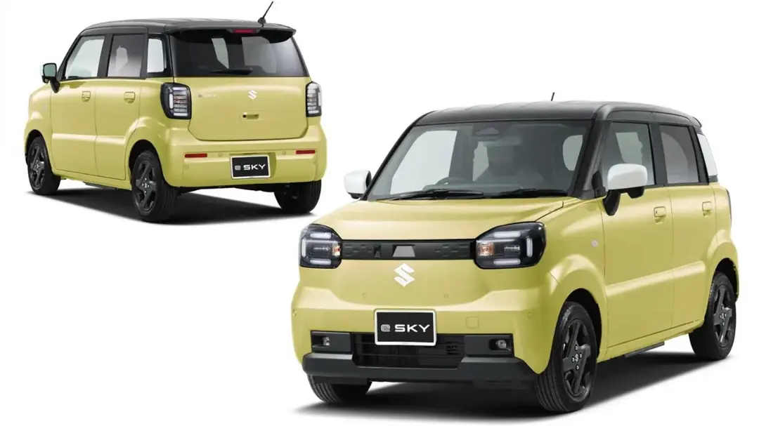 خودروی برقی سوزوکی (Suzuki Sky) با بدنه زرد و سقف مشکی