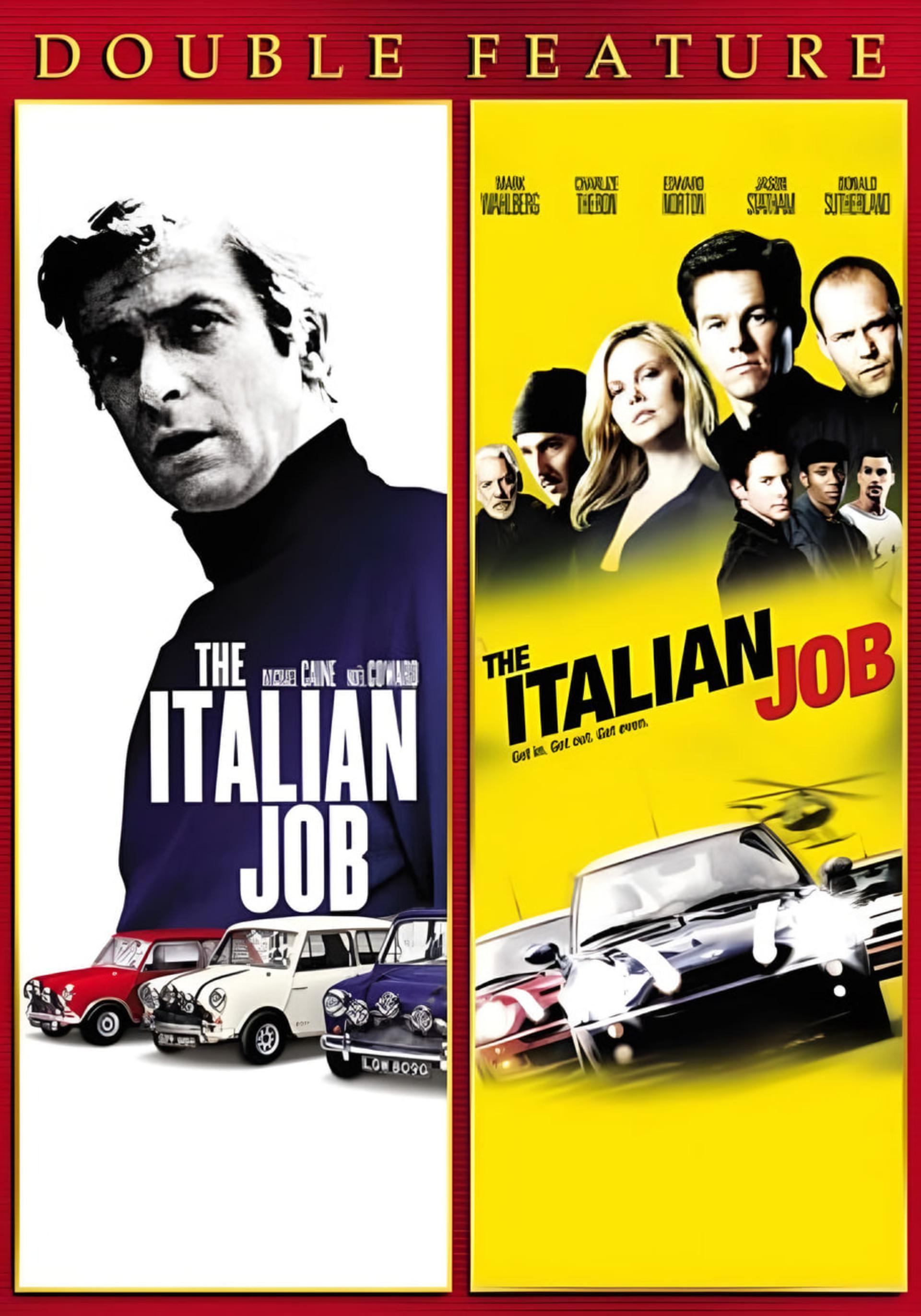 پوستر فیلم ایتالیان جاب (The Italian Job) با تصاویر بازیگران و خودروهای مینی