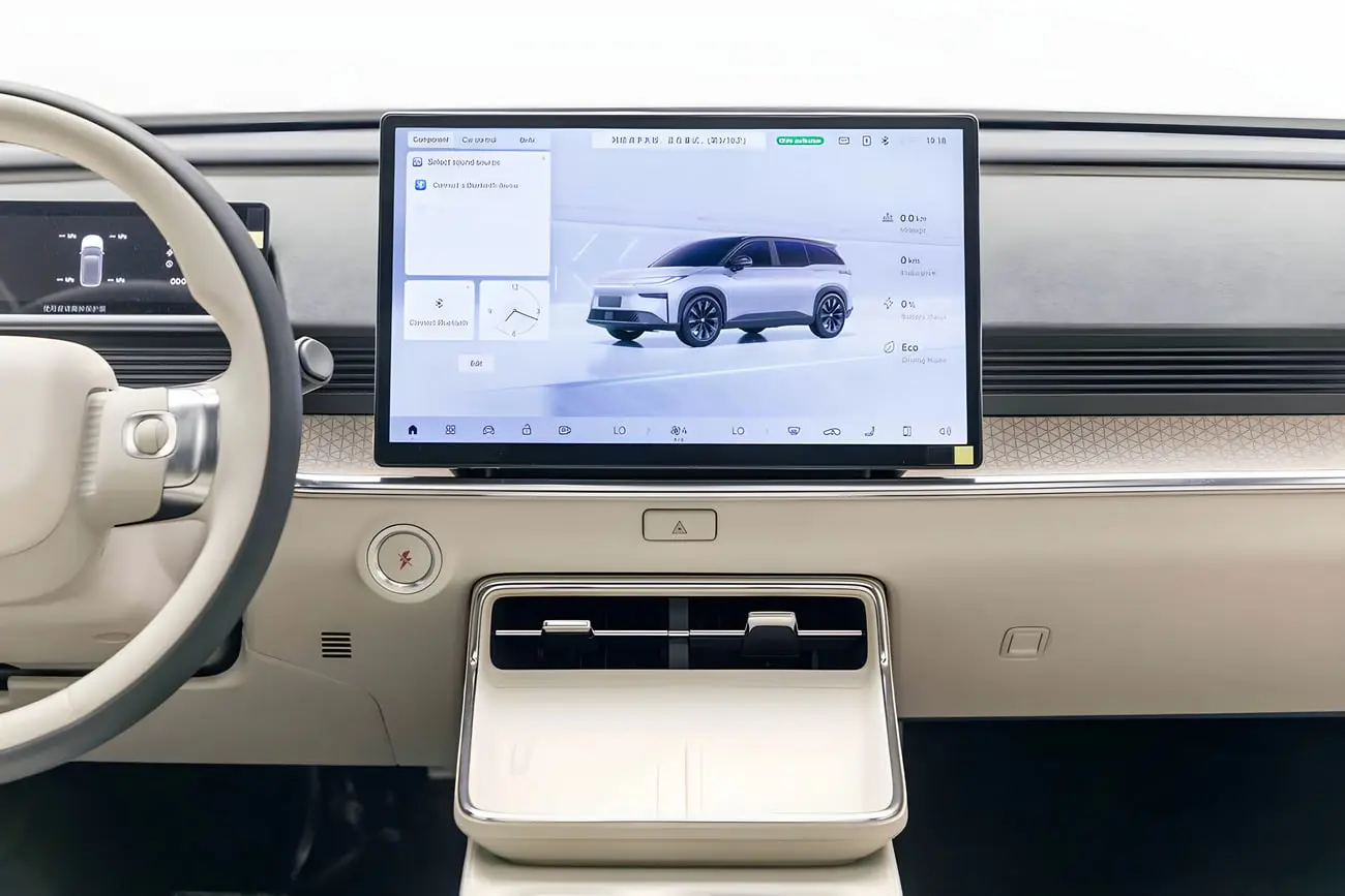 نمای داخلی و نمایشگر لمسی خودروی برقی تویوتا (Toyota) BZ3X