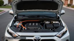 موتور و قطعات سیستم هیبریدی خودروی تویوتا (Toyota) با کابل‌های نارنجی