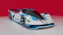خودروی مسابقه‌ای با موتور هیدروژنی (Hydrogen Engine) تویوتا با رنگ آبی و سفید