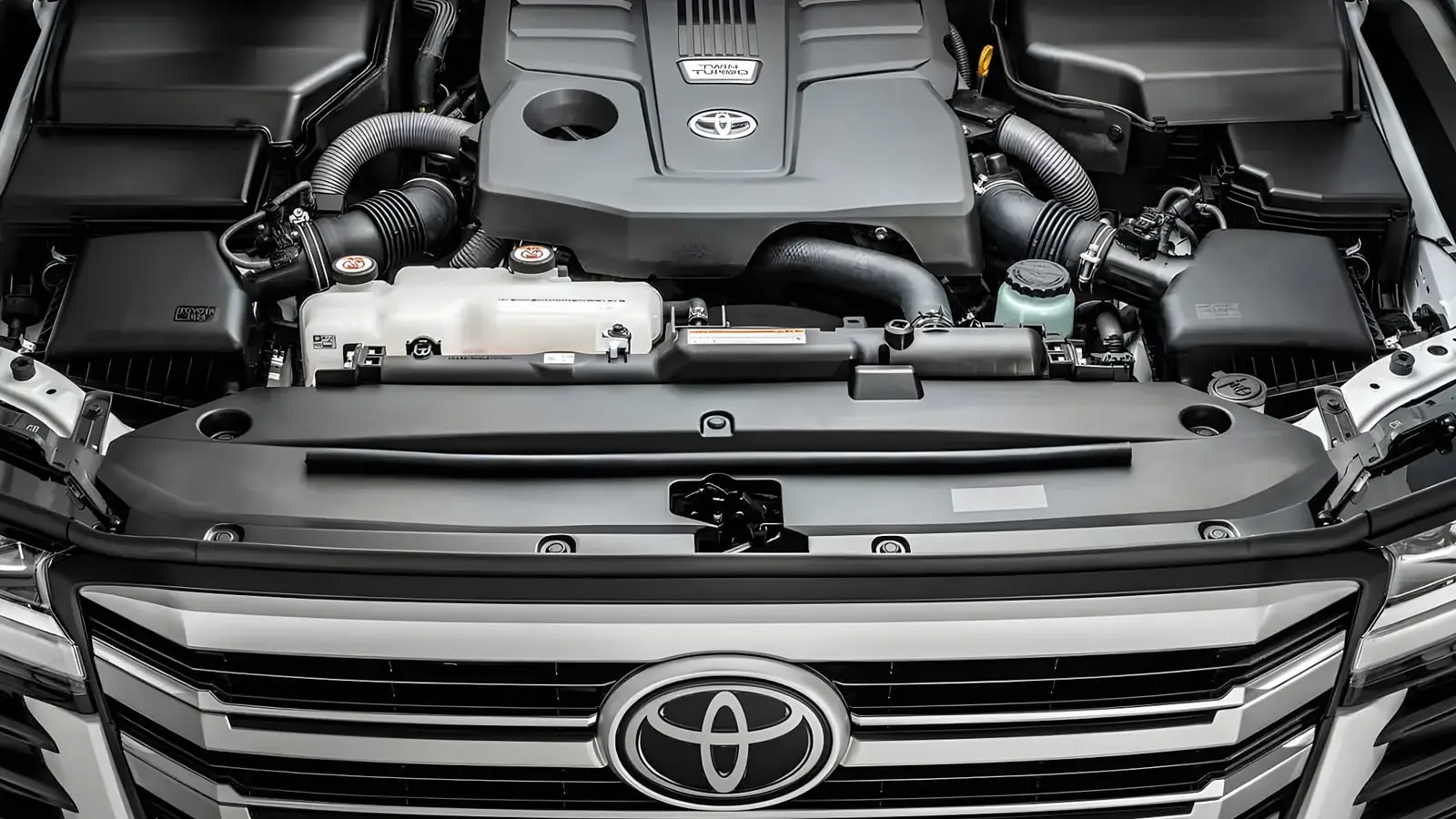 موتور تویوتا لندکروزر ۳۰۰ (Toyota Land Cruiser 300) با پوشش پلاستیکی سیاه