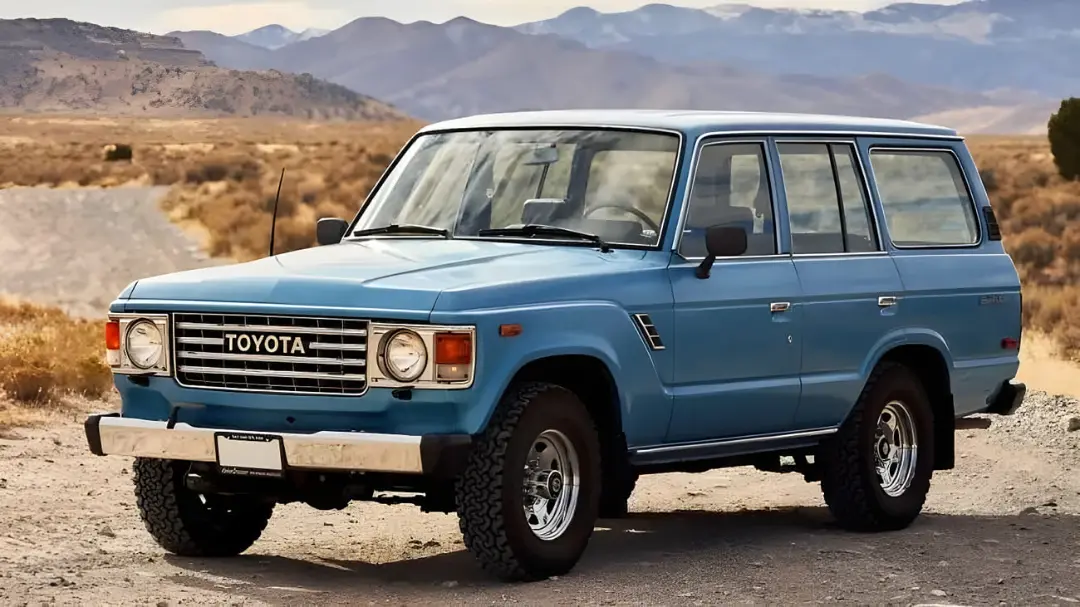 تویوتا لندکروزر (Toyota Land Cruiser) سری ۶۰ آبی در مسیر آفرود