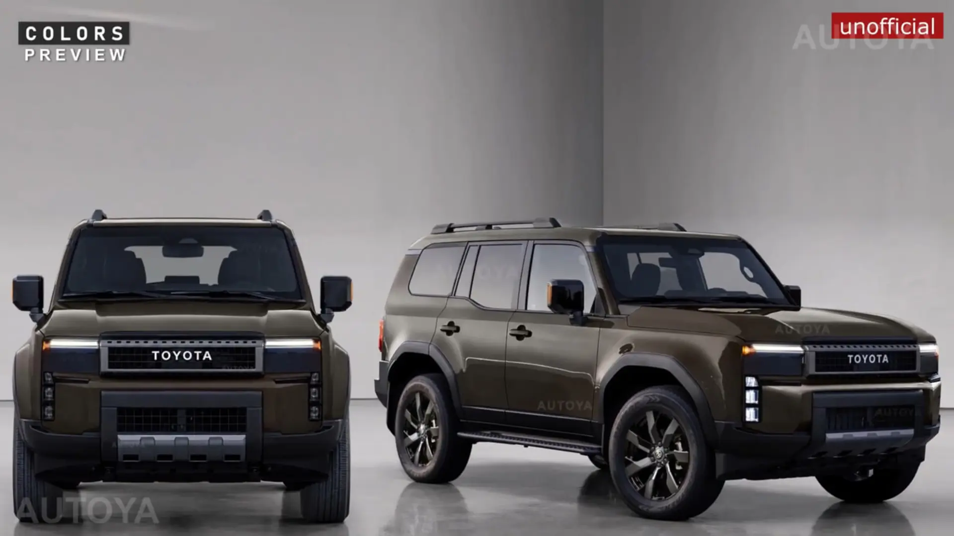خودروی تویوتا لندکروزر (Toyota Land Cruiser) با طراحی جدید و رنگ قهوه‌ای تیره