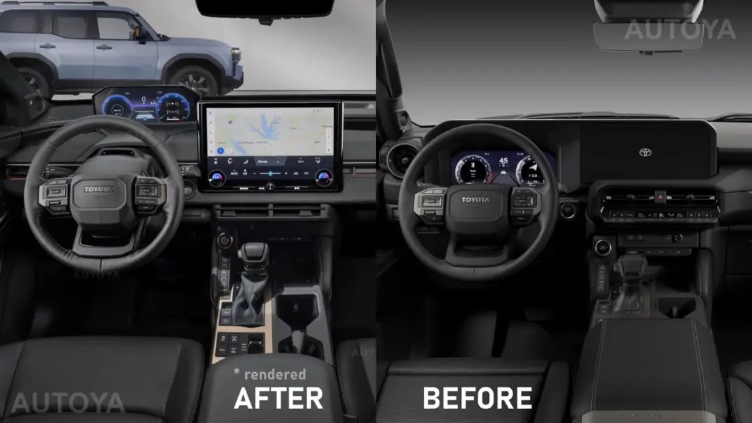 نمای کابین تویوتا لندکروزر (Toyota Land Cruiser) با نمایشگرهای دیجیتال جدید