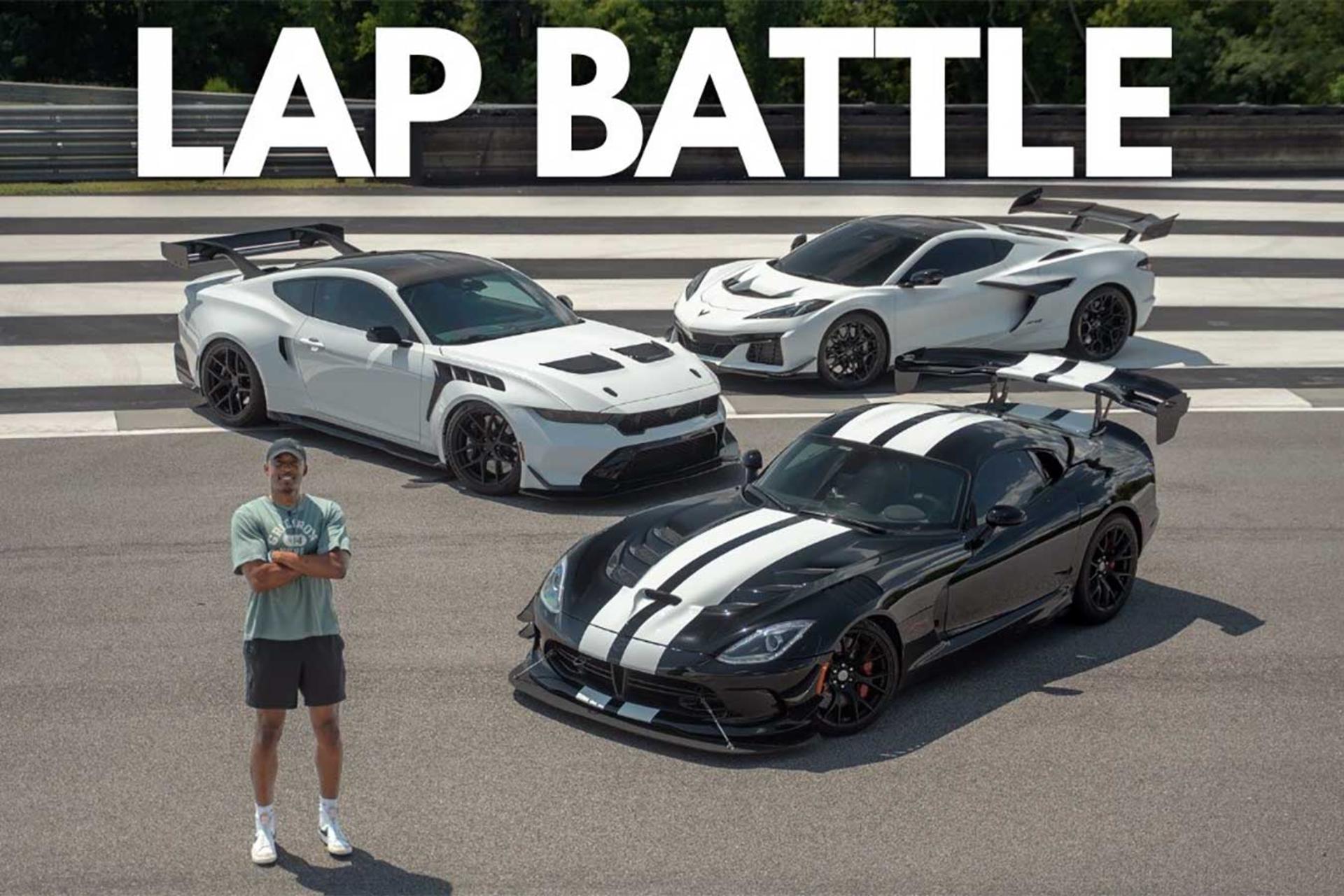 فورد موستانگ GTD (Ford Mustang GTD)، شورلت کوروت ZR1 و دوج وایپر ACR در پیست مسابقه