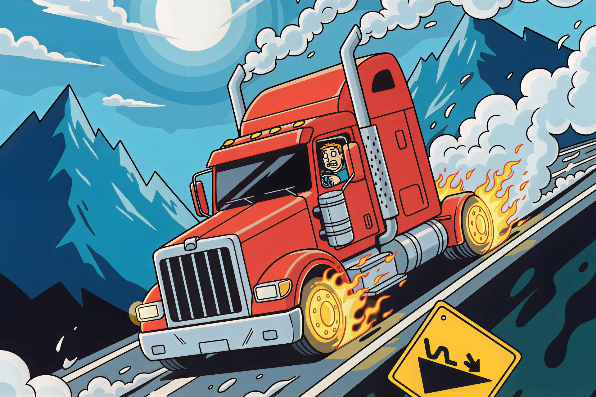 شکست ترمز کامیون در سرپایینی