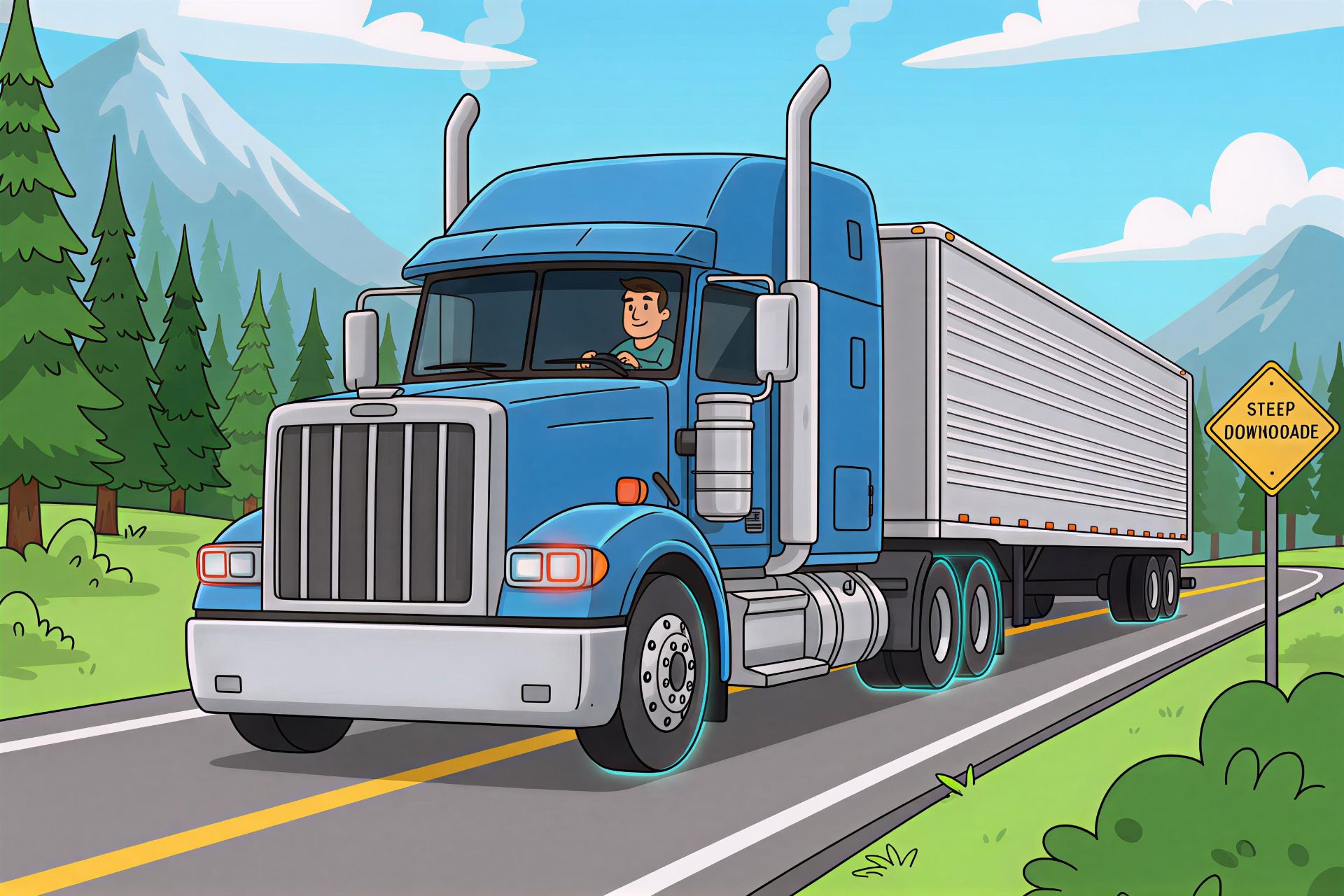 کامیون در سرپایینی