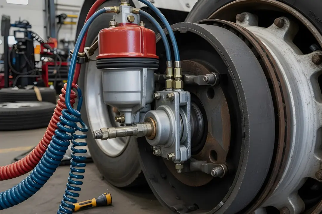سیستم ترمز پنوماتیک (Air Brake) و شیرهای کنترل باد در چرخ کامیون