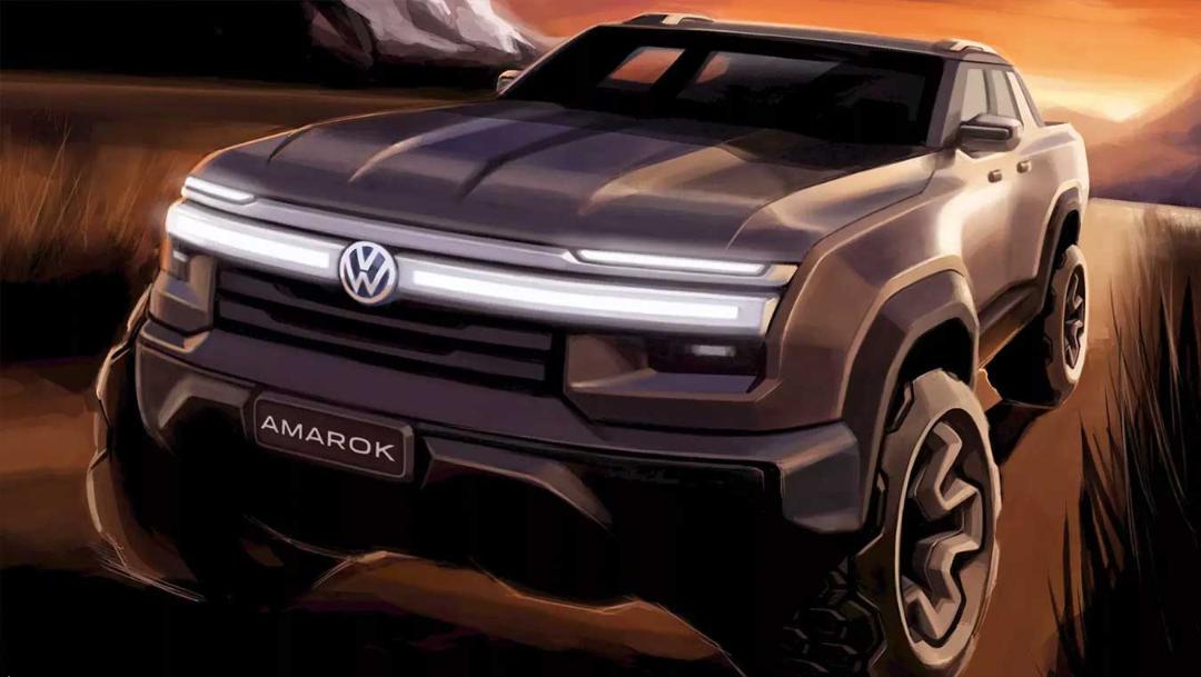 پیکاپ فولکس‌واگن آماروک (Volkswagen Amarok) با طراحی مدرن در فضای باز