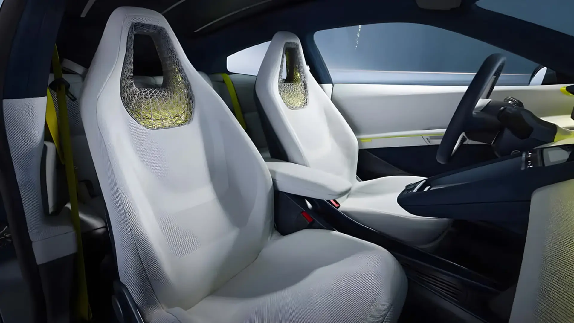 صندلیهای سفید و مدرن کابین خودروی مفهومی فولکسواگن (Volkswagen)
