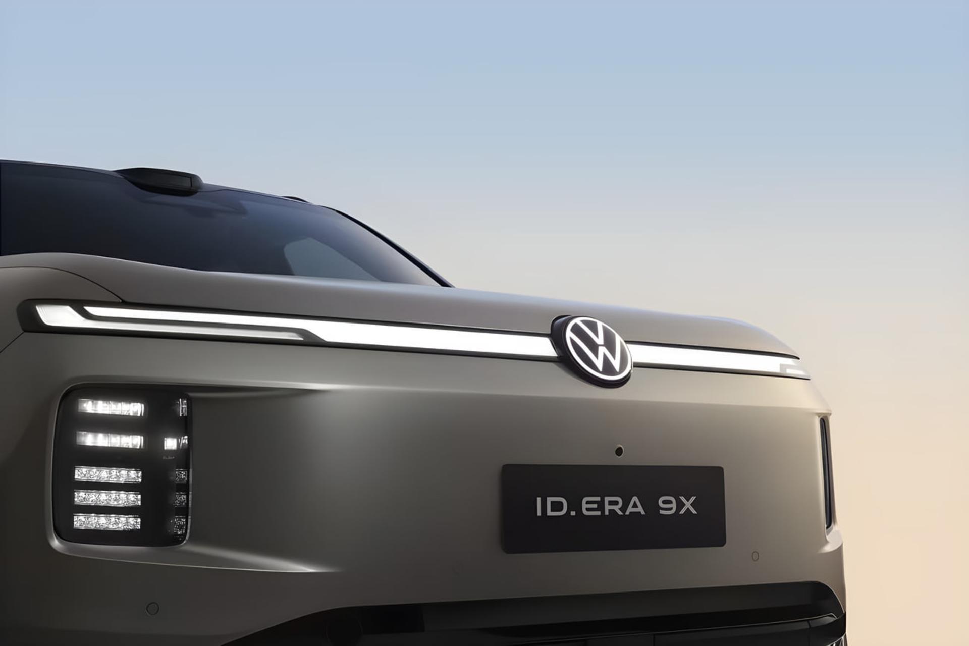 نمای جلوی خودروی فولکس‌واگن (Volkswagen) مدل ID.ERA 9X با طراحی مدرن