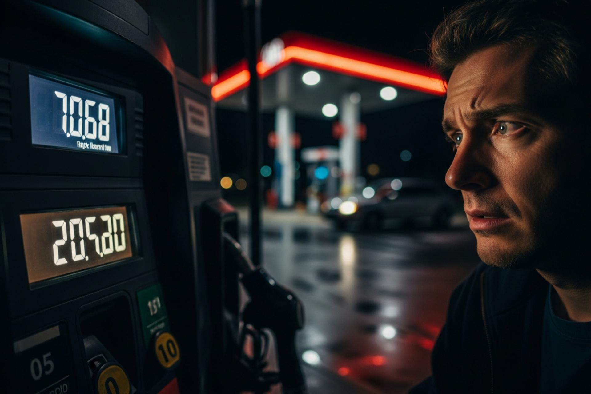 راننده نگران از افزایش قیمت بنزین در پمپ بنزین