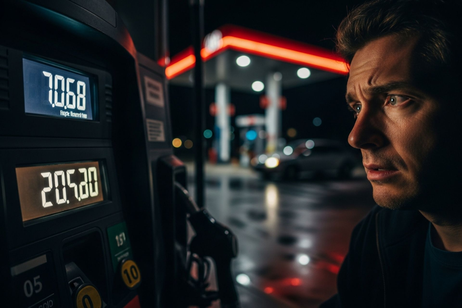 راننده نگران از افزایش قیمت بنزین در پمپ بنزین