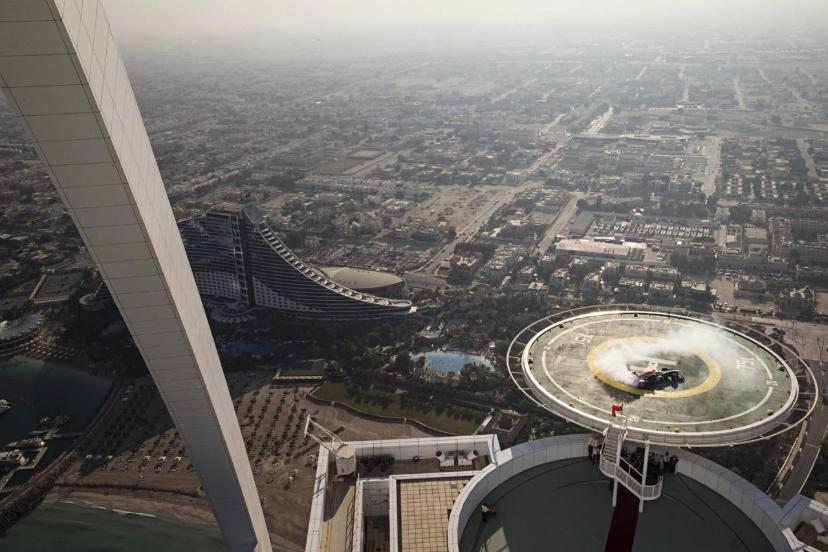 David Coultard F1 racer at Burj Al Arab Helipad in Dubai 