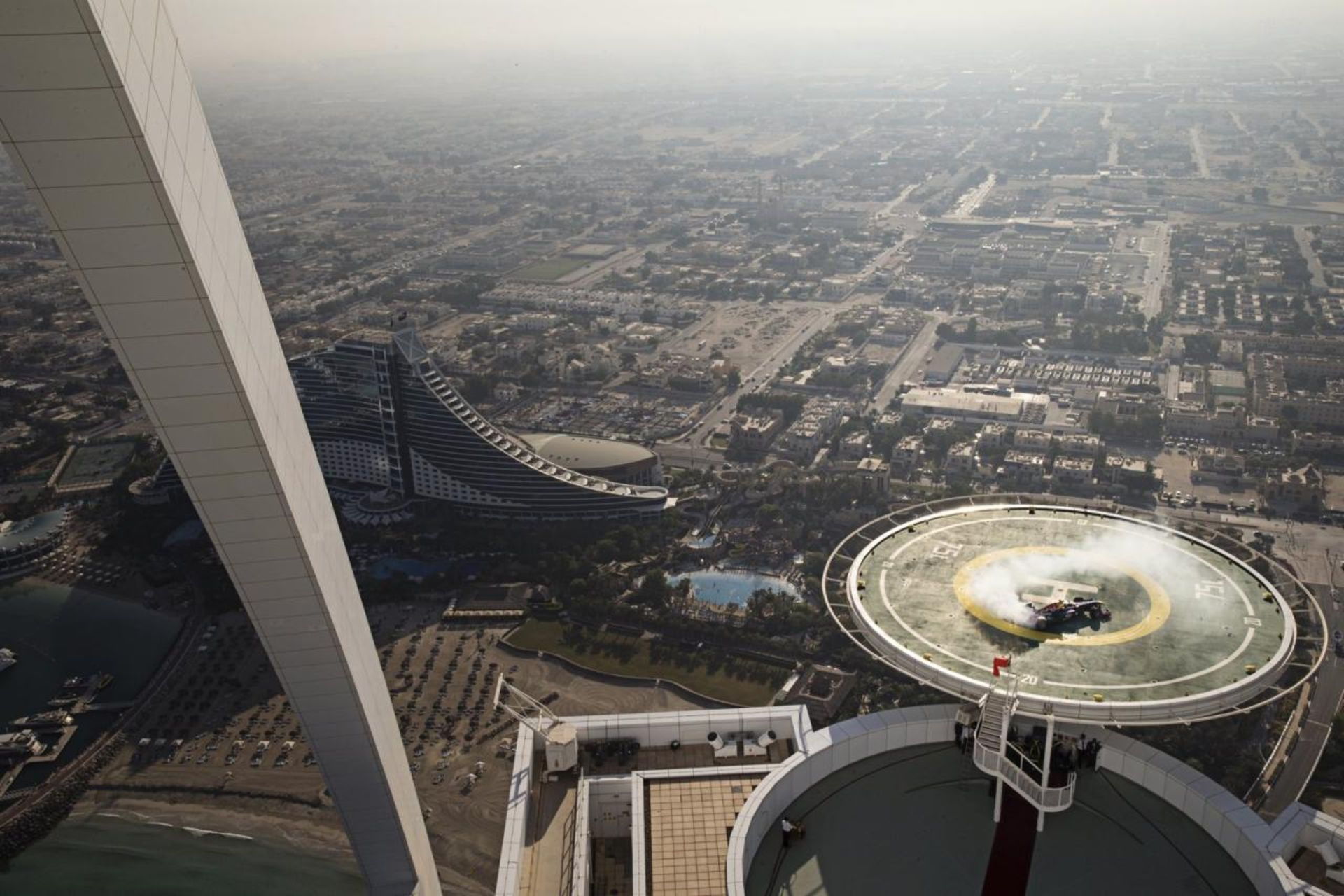 David Coultard F1 racer at Burj Al Arab Helipad in Dubai 