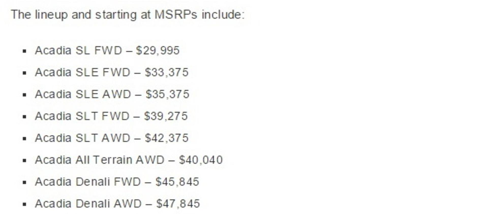Prices