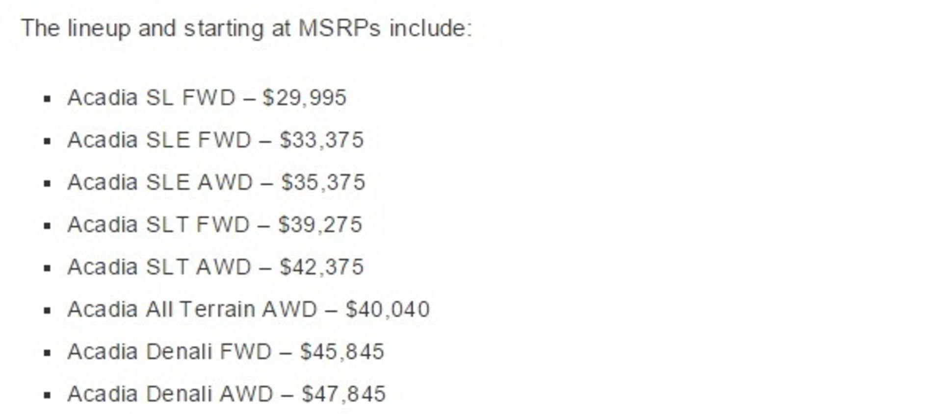 Prices