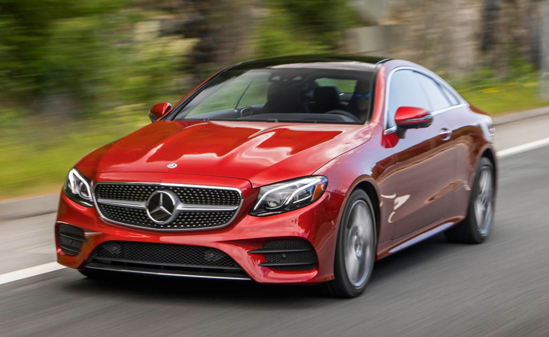 2018-Mercedes-Benz-E400-4Matic-Coupe-front-three-quarter-in-motion-05