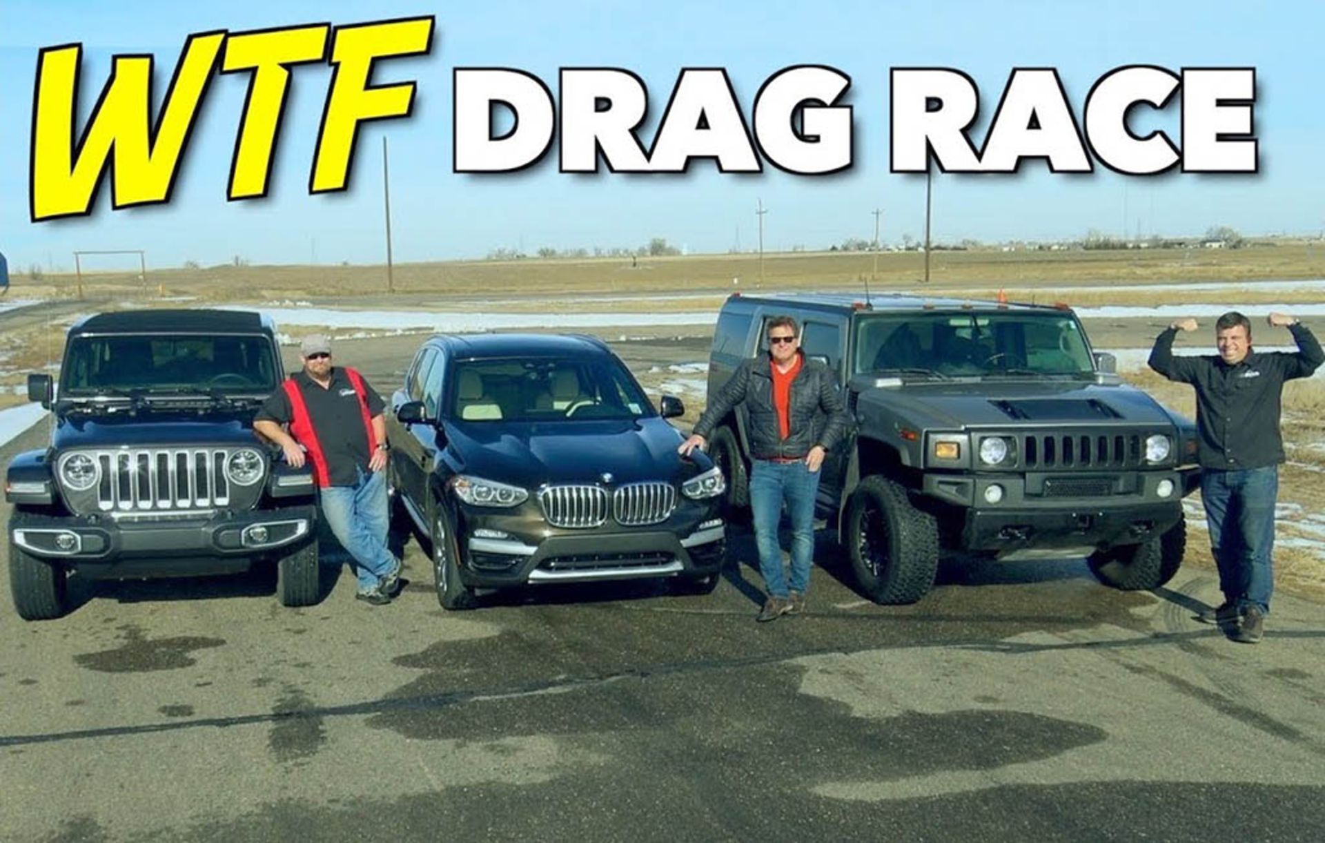 2018 Jeep Wrangler vs Hummer H2 vs BMW X3 Drag Race