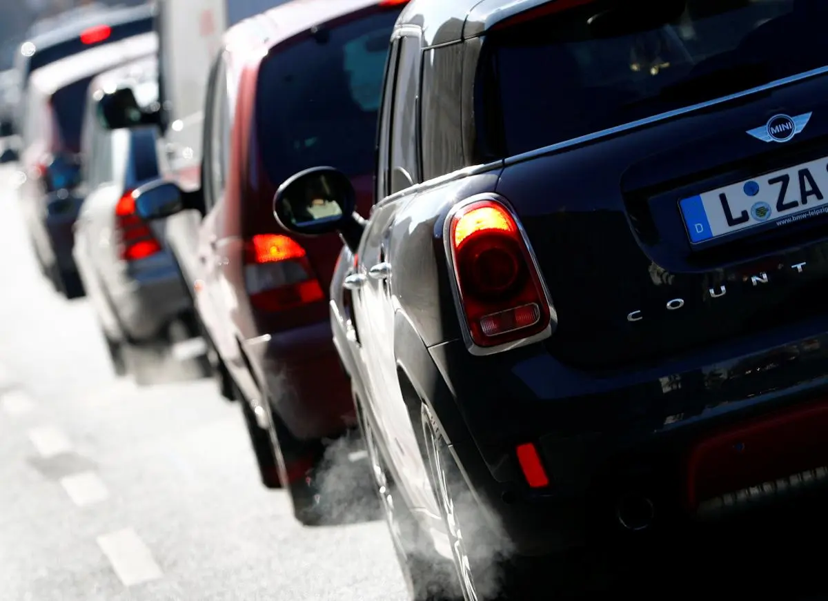 Cars are pictured near Germany's federal administrative court in Leipzig